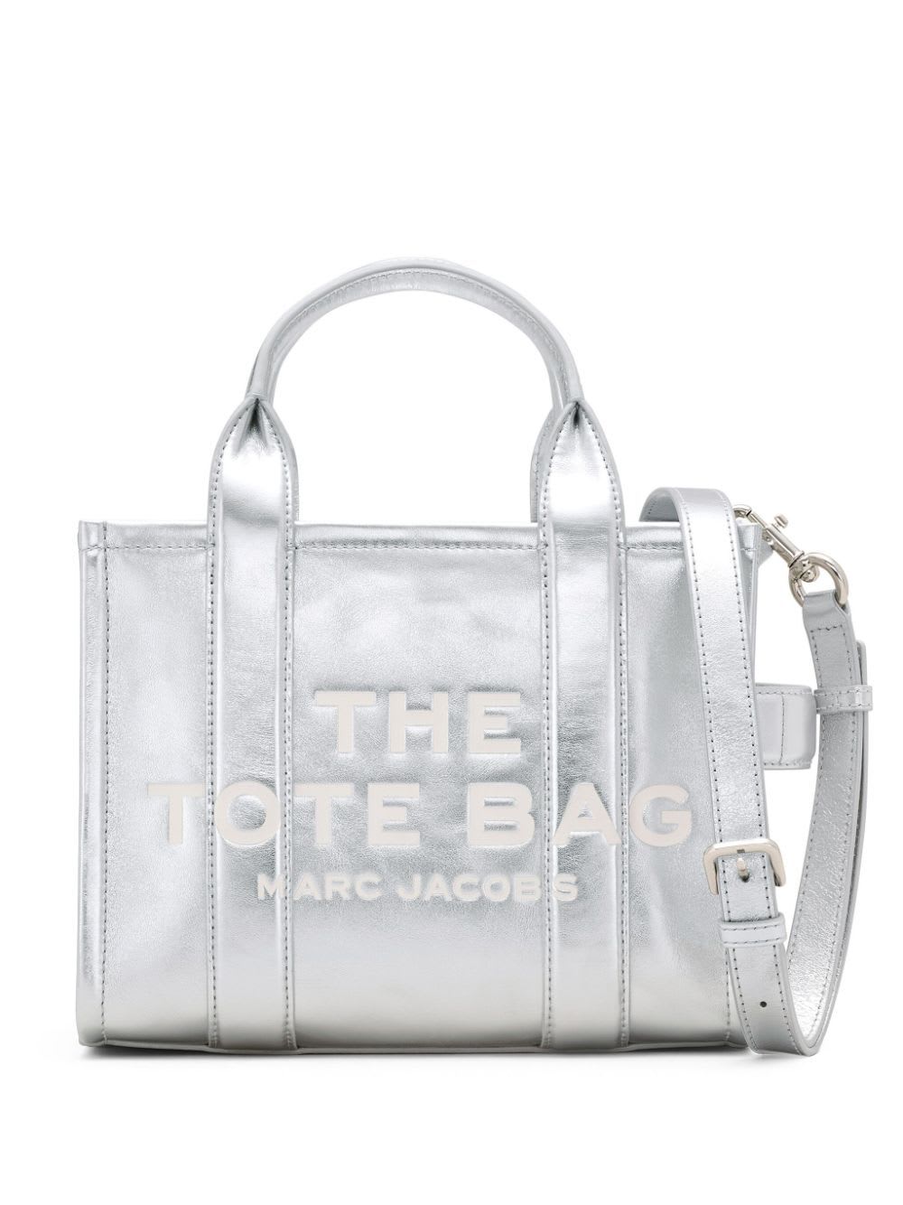 Shop Marc Jacobs The Small Tote In Metallic Silver