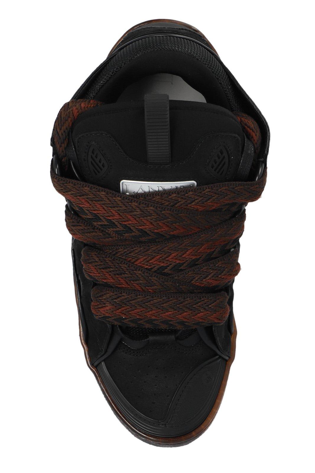 Shop Lanvin Curb Lace-up Sneakers In Dark Brown/brown