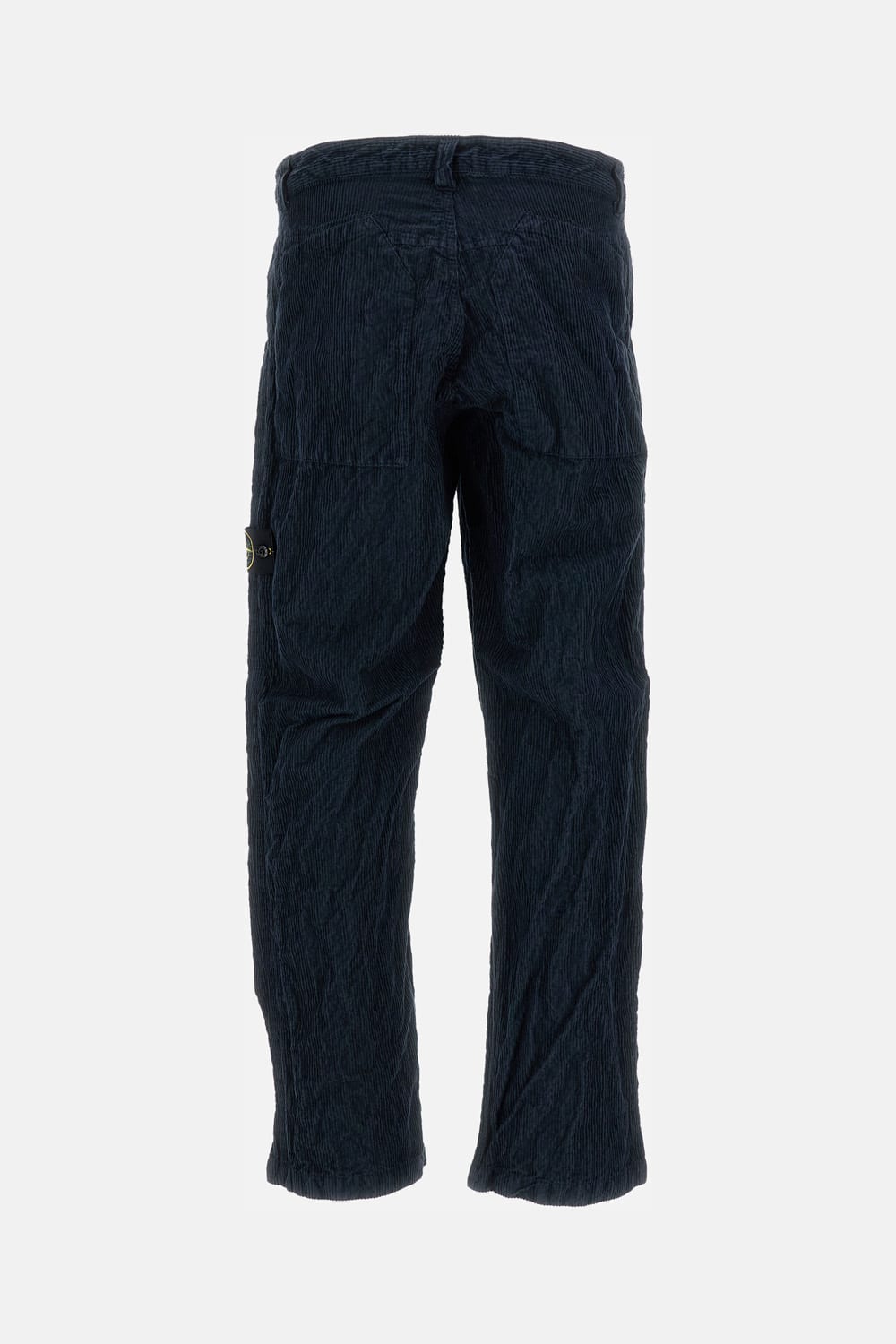 Stone Island Straight Textured Fabric Trousers With Belt Loops In Blue