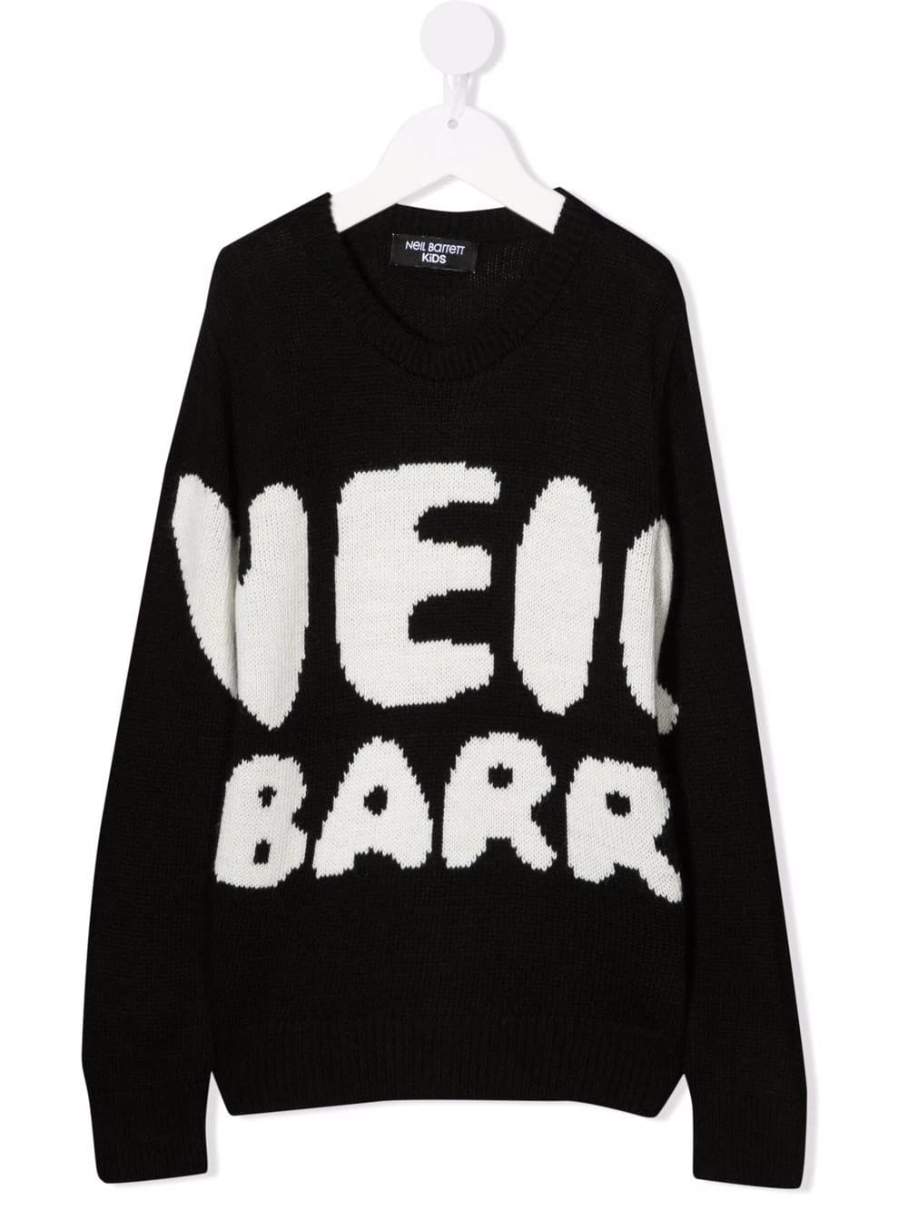 Neil Barrett Kids Black Sweater With Macro Bold Logo