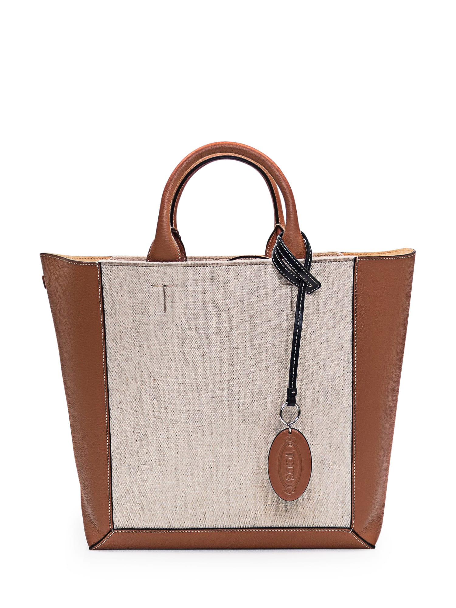 Tod's Medium Shopping Bag In Mastice-kenia Scuro-nero