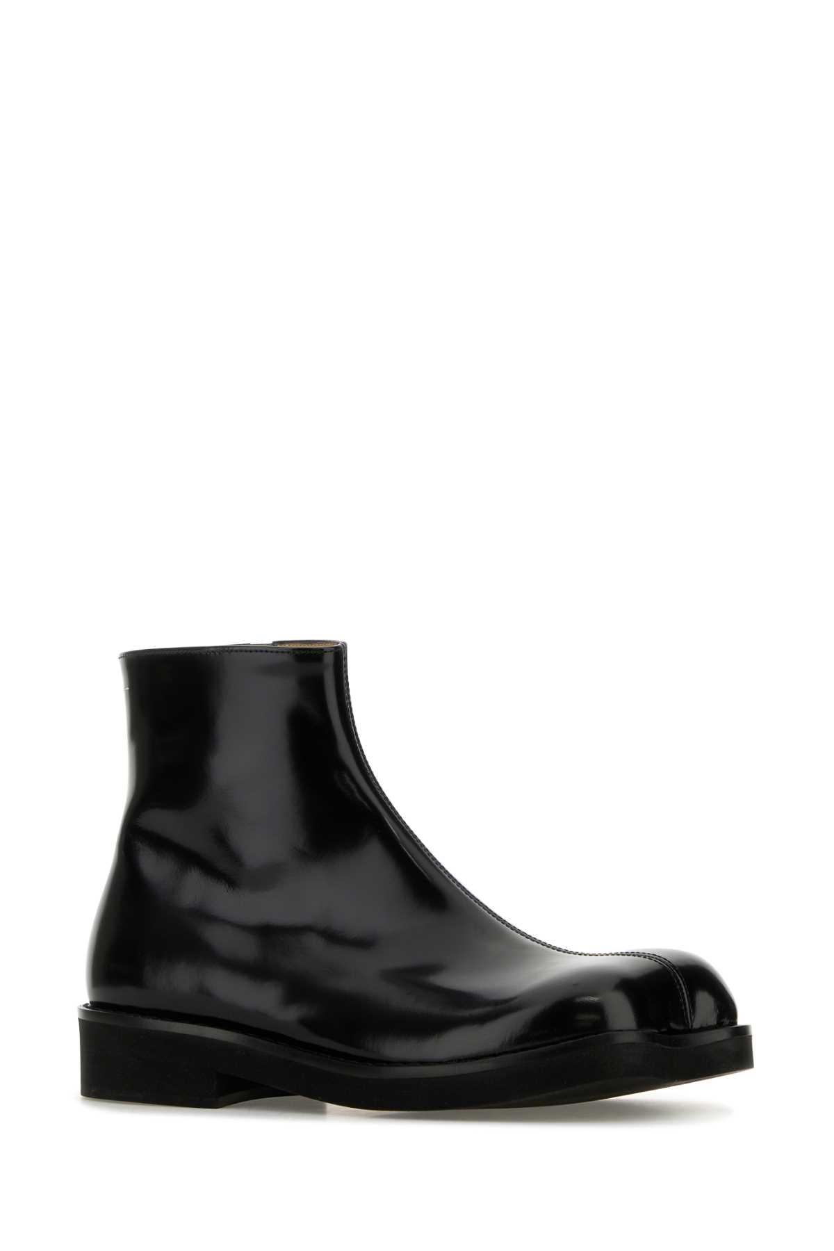 Shop Mm6 Maison Margiela Black Leather Ankle Boots