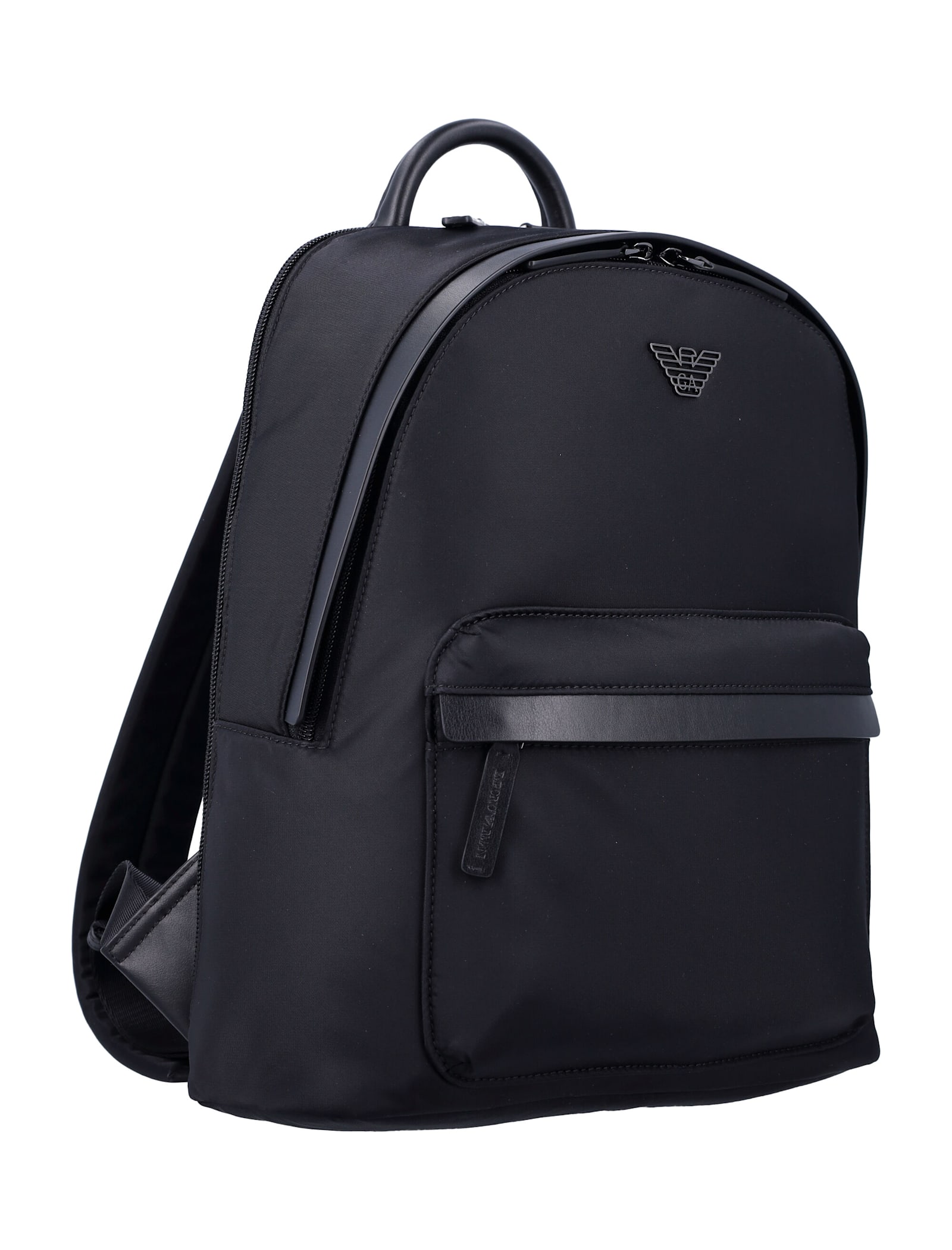Emporio Armani Logo Nylon Backpack In Black