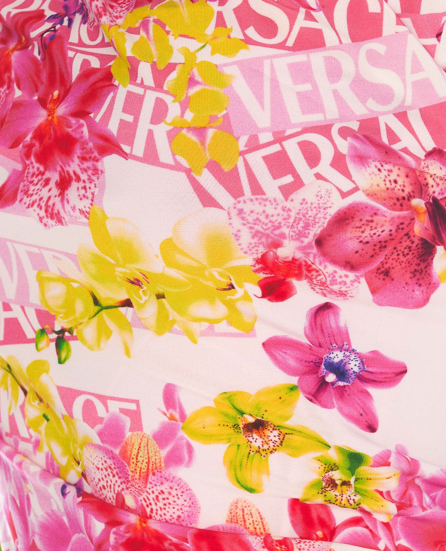 Versace Draped Printed Stretch-jersey Top In Pink