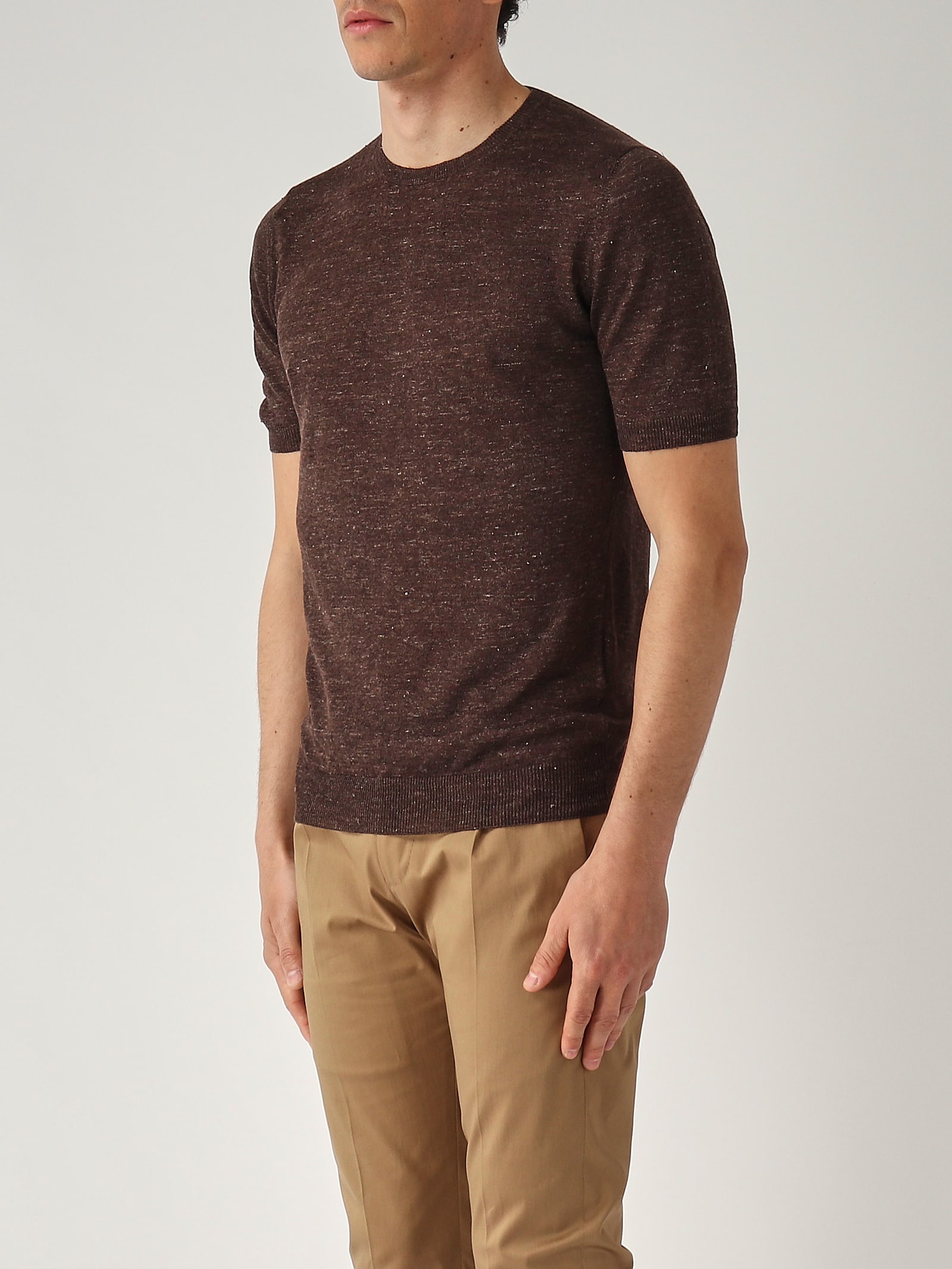Gran Sasso Girocollo M/c Malfile Con Balza T-shirt In Burgundy