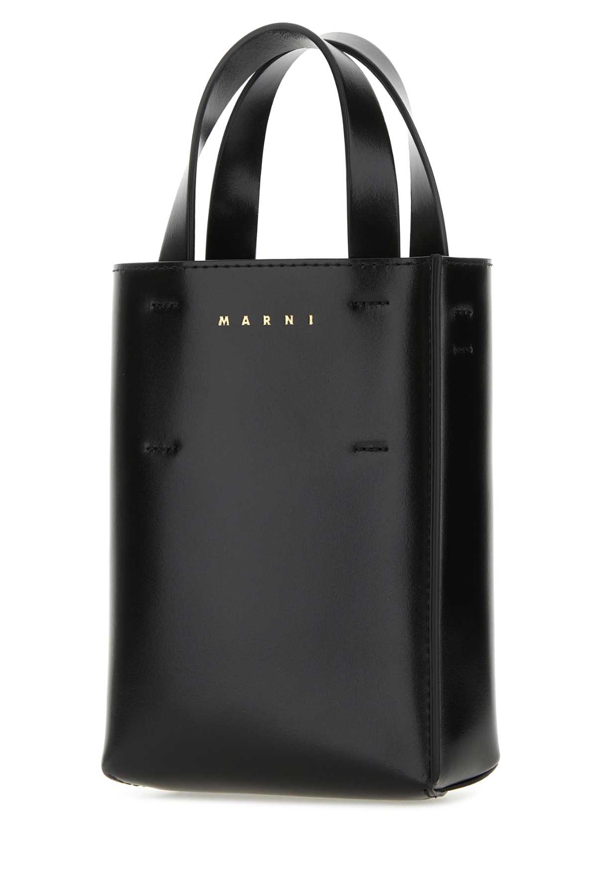 Shop Marni Black Leather Nano Museo Handbag