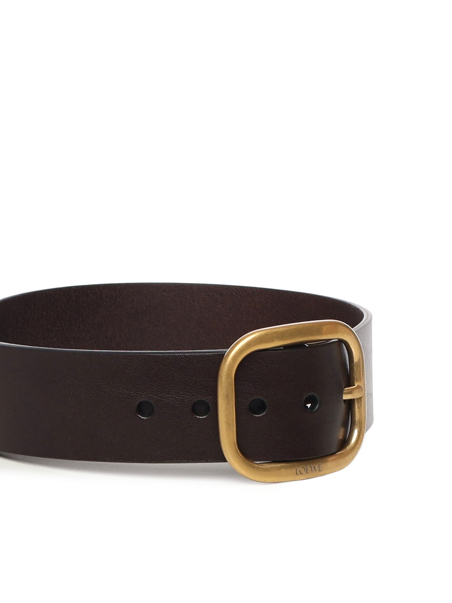 Loewe Soft Rounded Leather Belt In Black