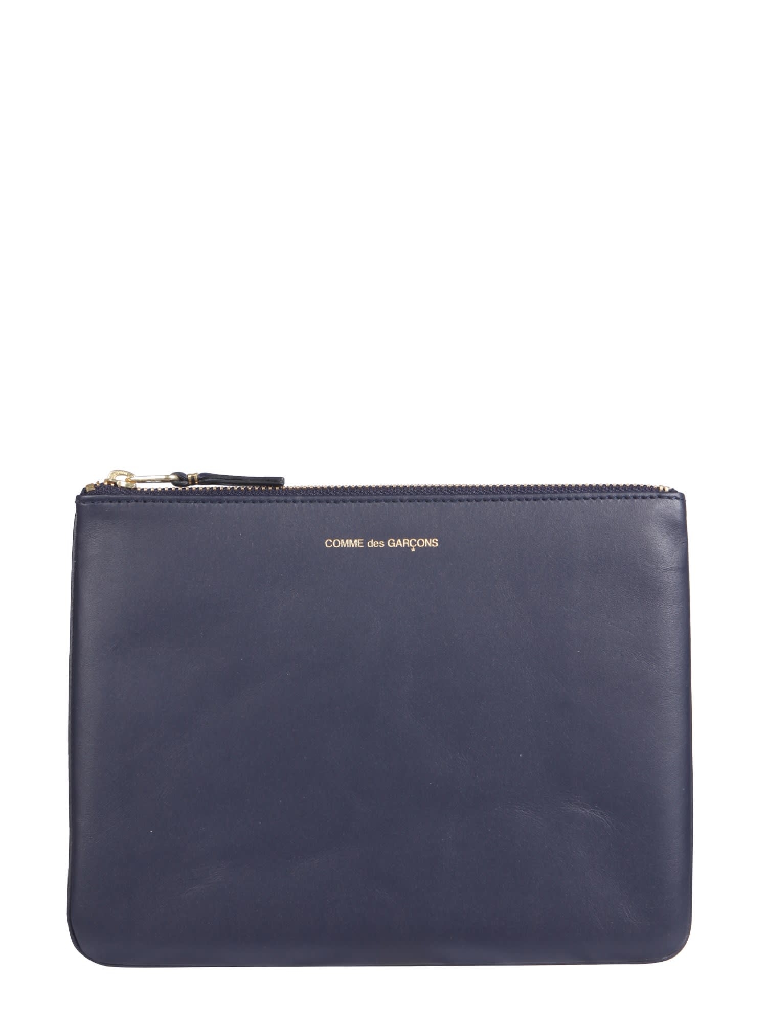 Comme Des Garçons Leather Pouch In Navy Navy