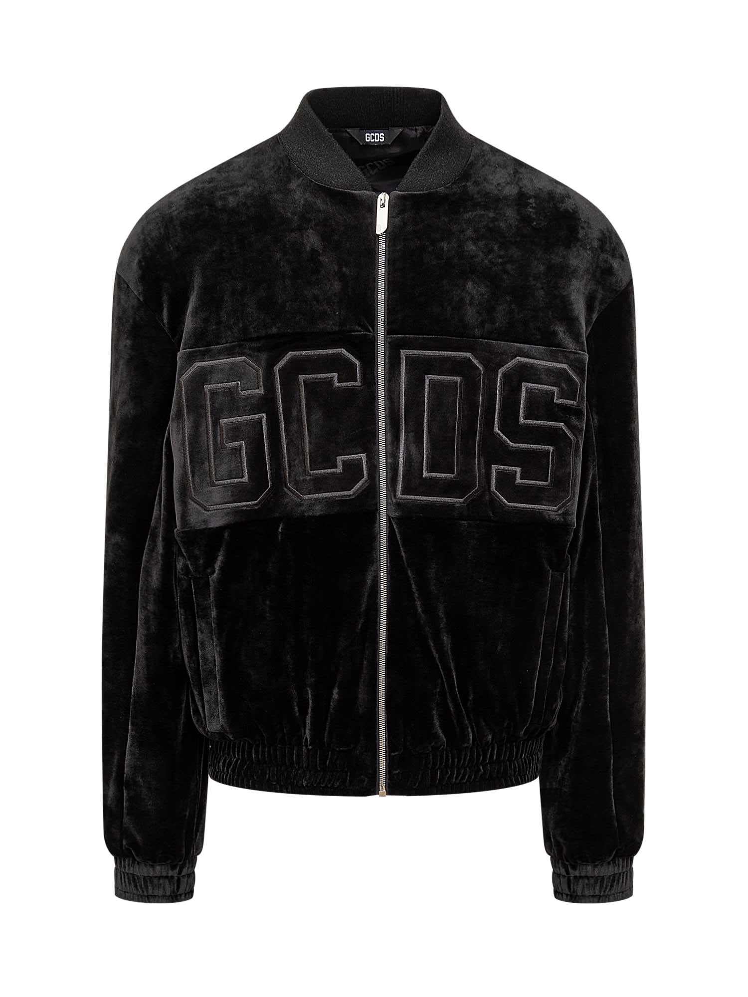 Shop Gcds Velvet Sweatshirt In Black