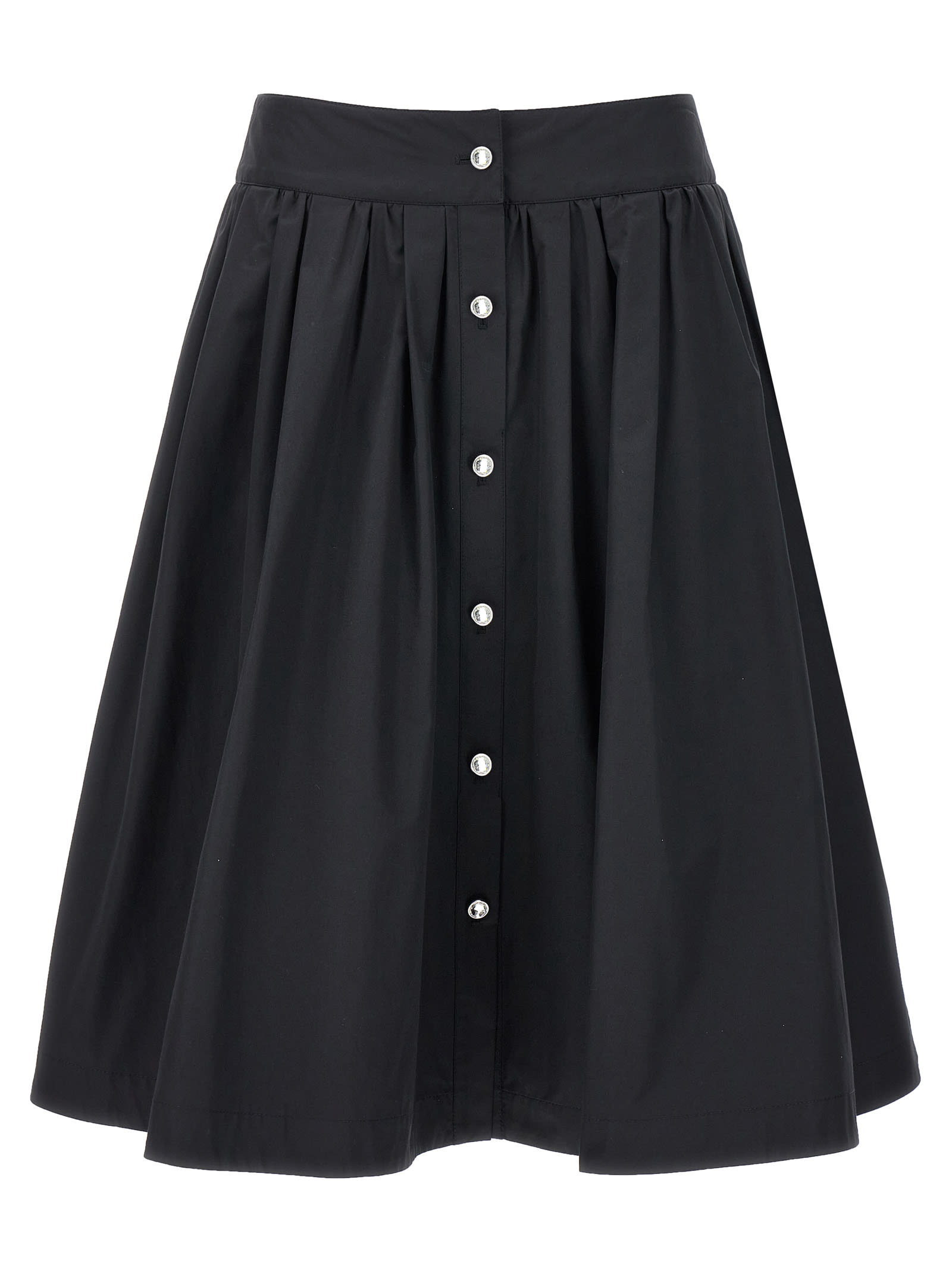 Shop Moschino Jewel Button Nylon Blend Skirt In Black