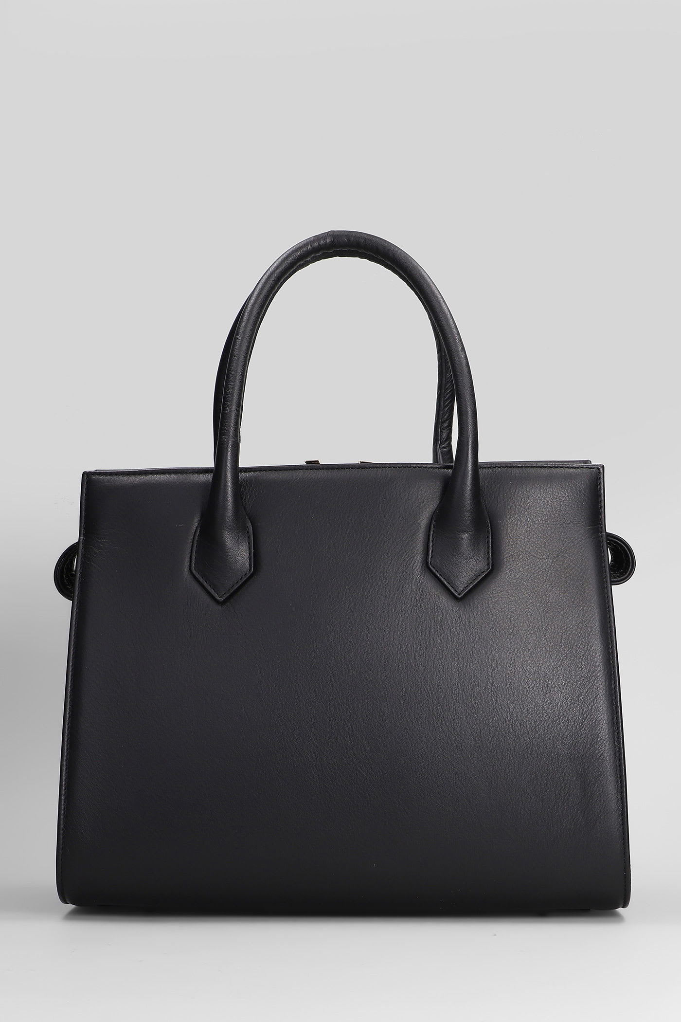 Via Roma 15 Tote In Black Leather In Black