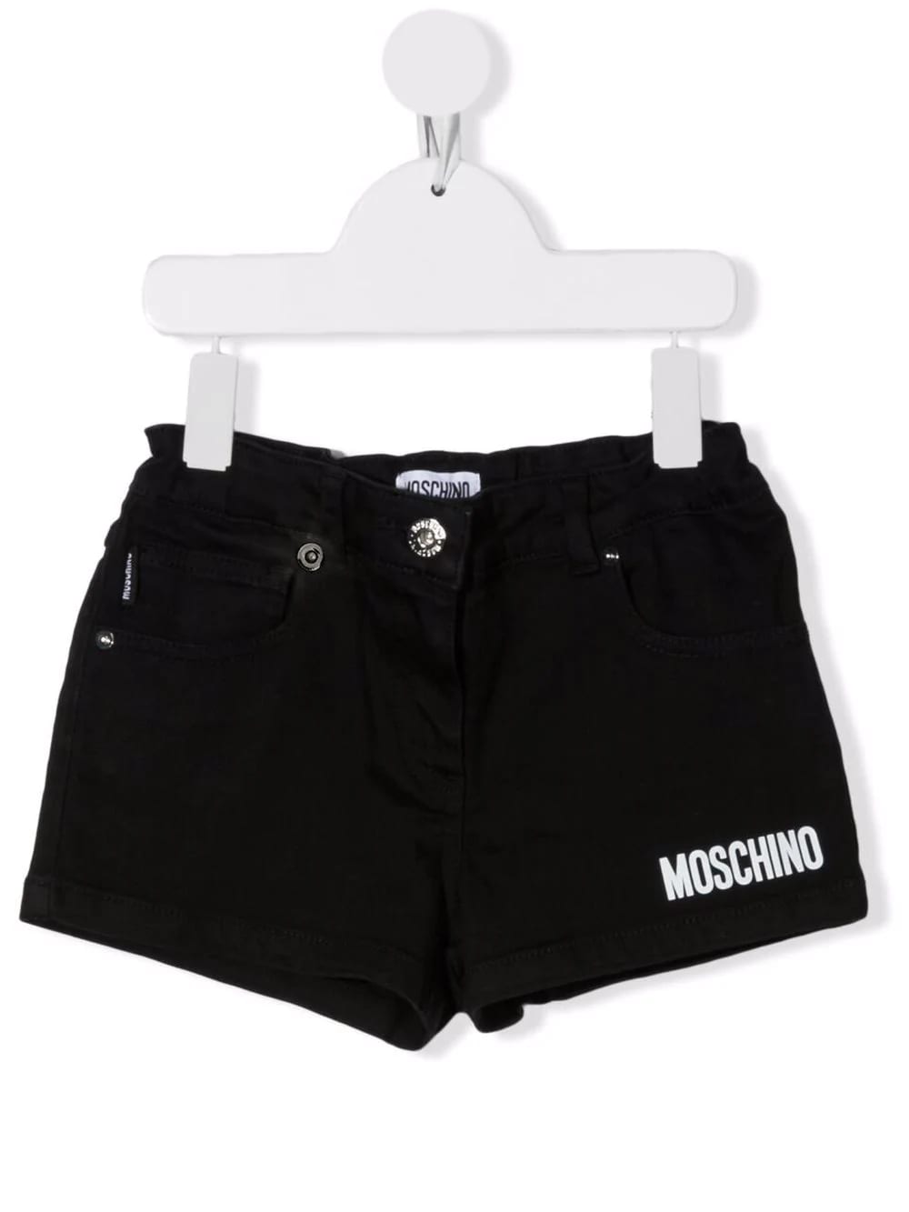 Moschino Black Denim Kids Shorts With Logo And Teddy