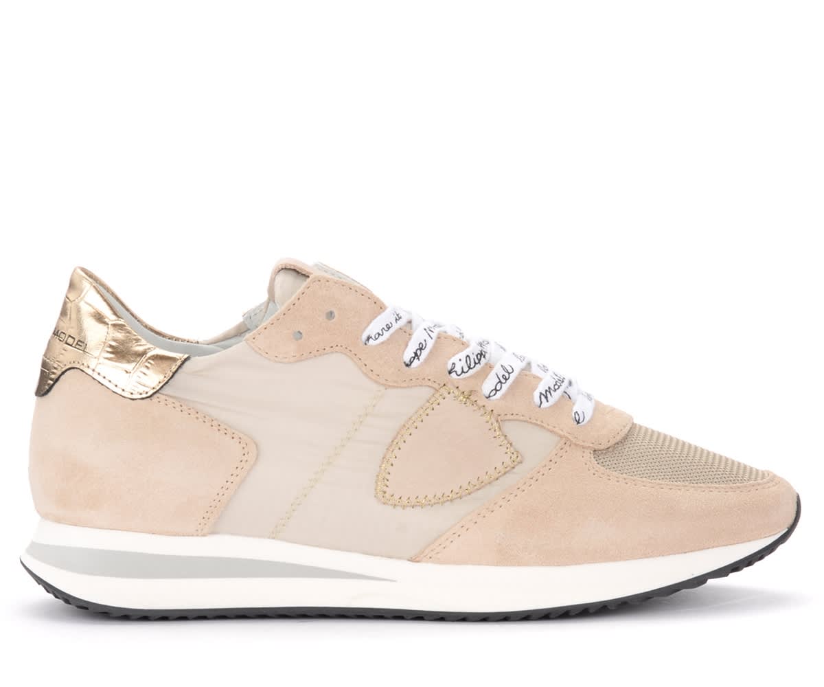Beige And Gold Philippe Model Tropez X Sneaker
