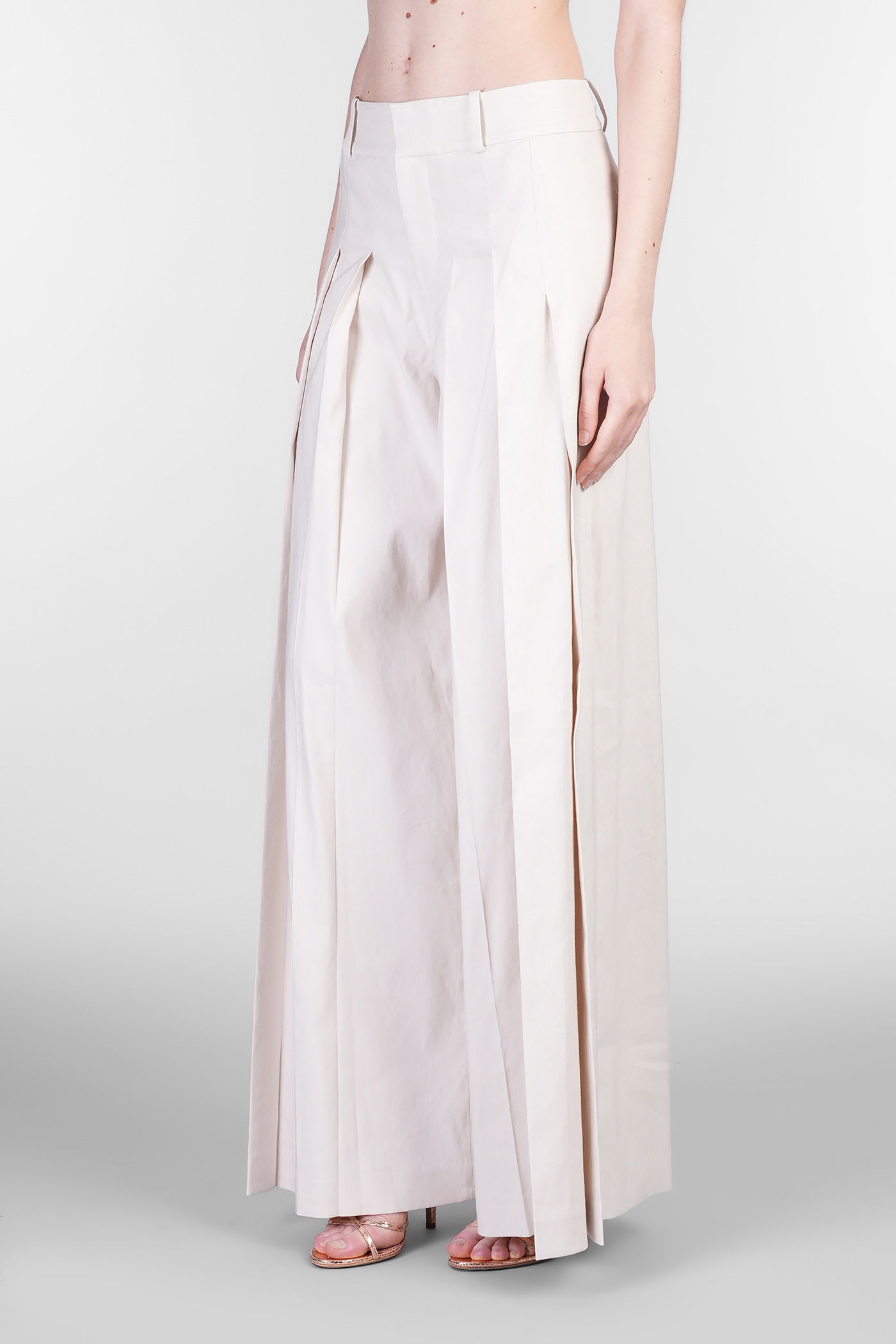 Alice And Olivia Simon Pants In Beige Linen