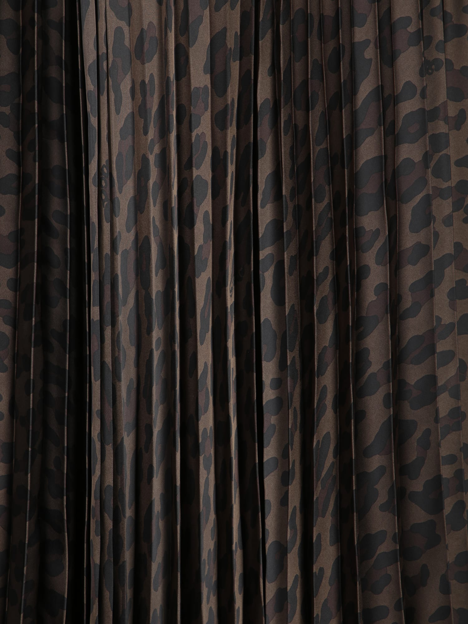Sacai Pleated Leopard Print Satin Midi Skirt