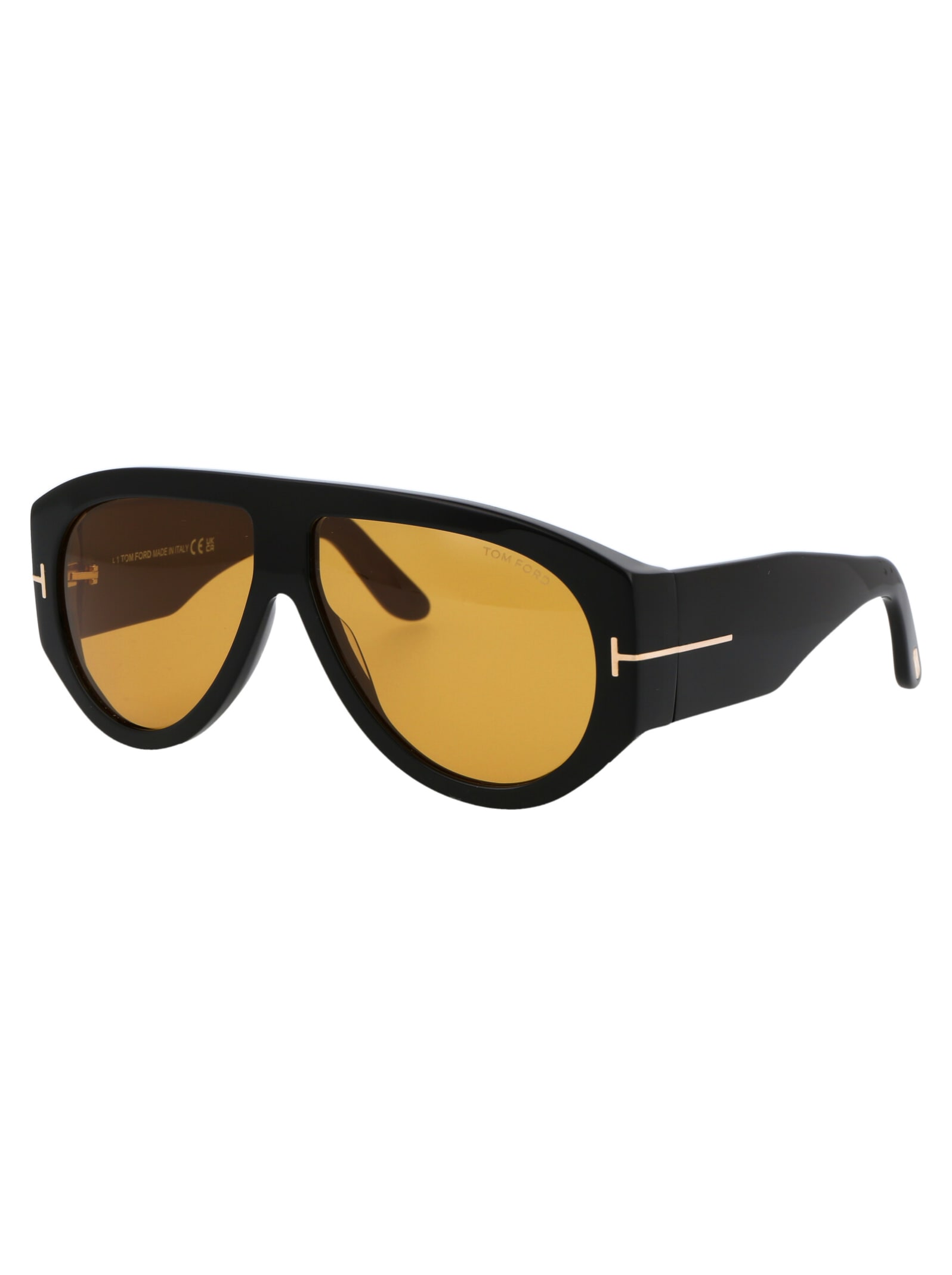 Tom Ford Black Bronson Sunglasses In 01e Nero Lucido / Marrone