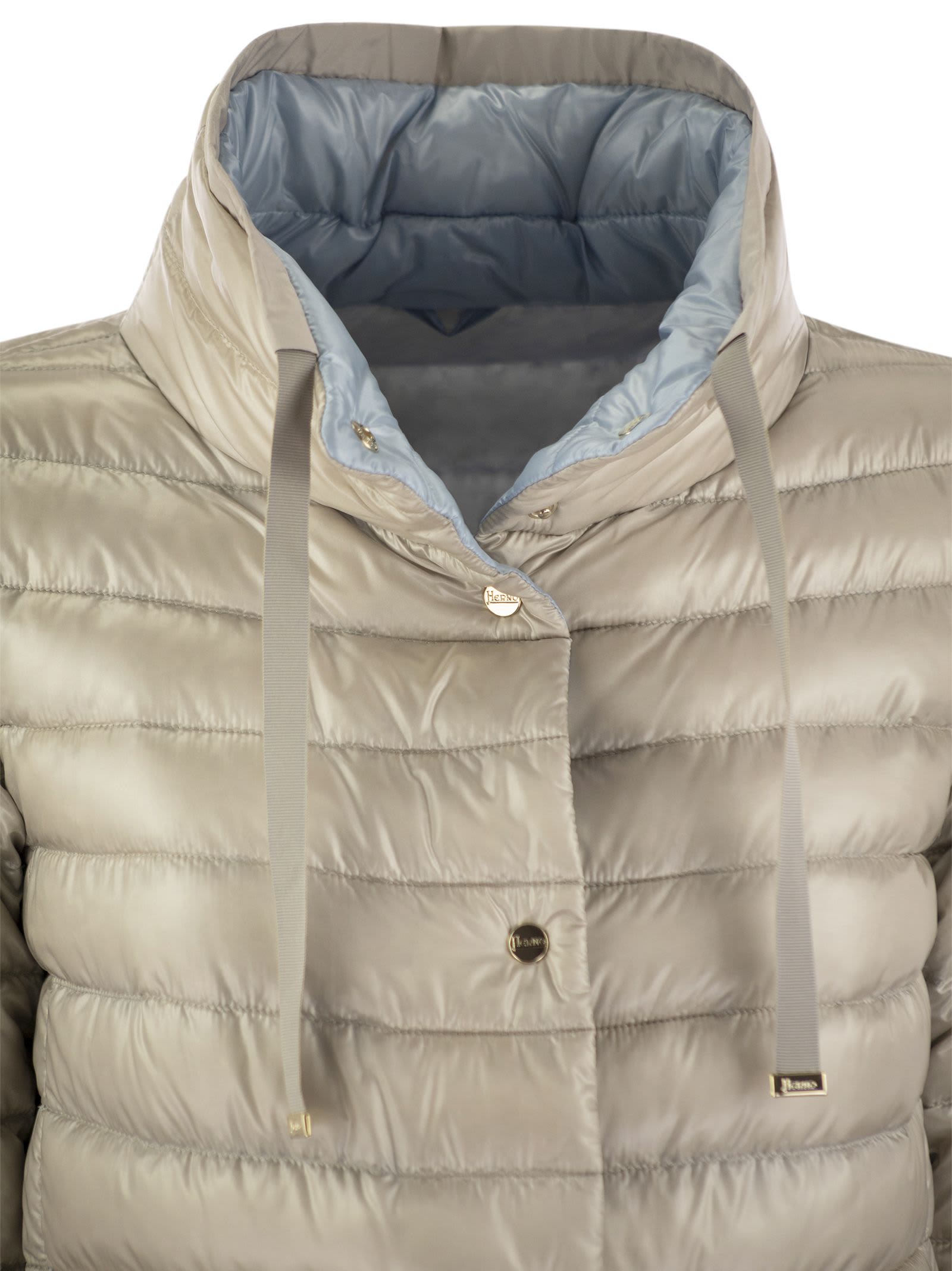 Shop Herno Reversible Nylon Down Jacket In Champagne/light Blue