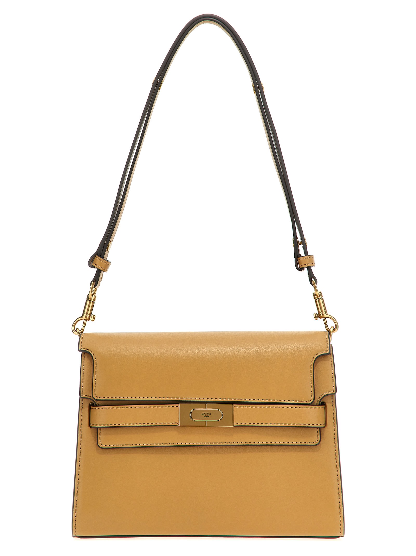 Shop Tory Burch Lee Radziwill Shoulder Bag In Beige