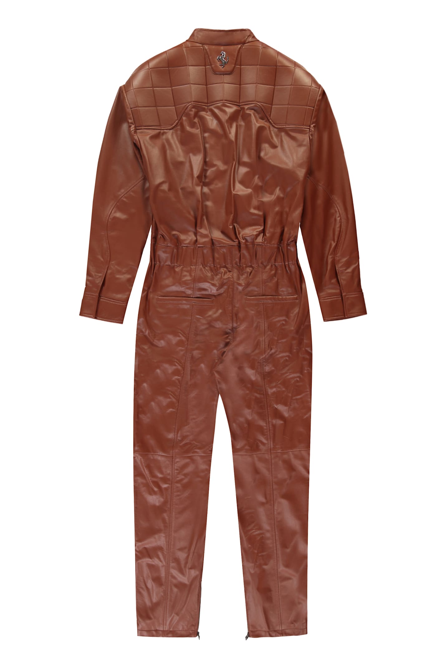 Ferrari Leather Jumpsuit In Brown