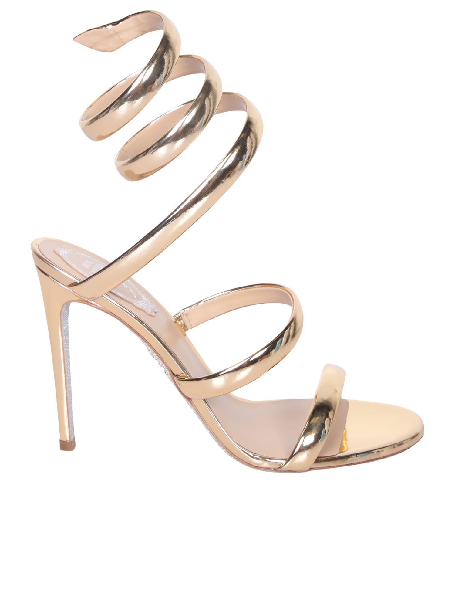 Shop René Caovilla Cleo Gold Sandals In Metallic