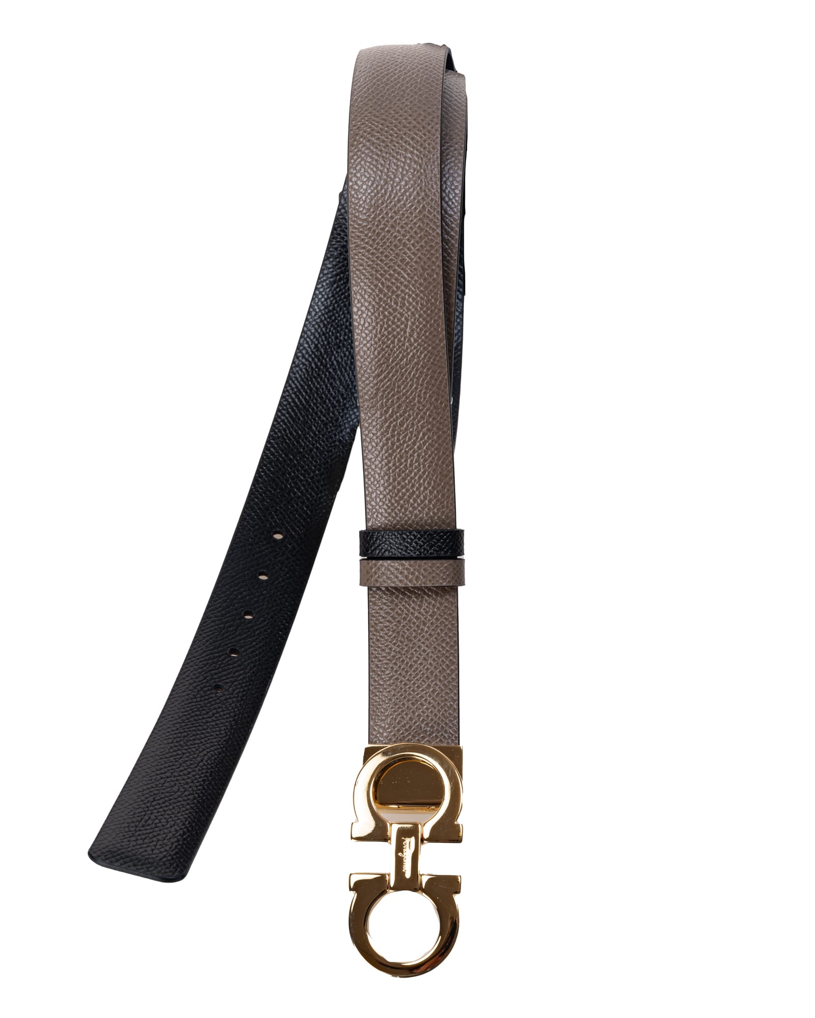 Salvatore Ferragamo Reversible belt made of hammered calfskin