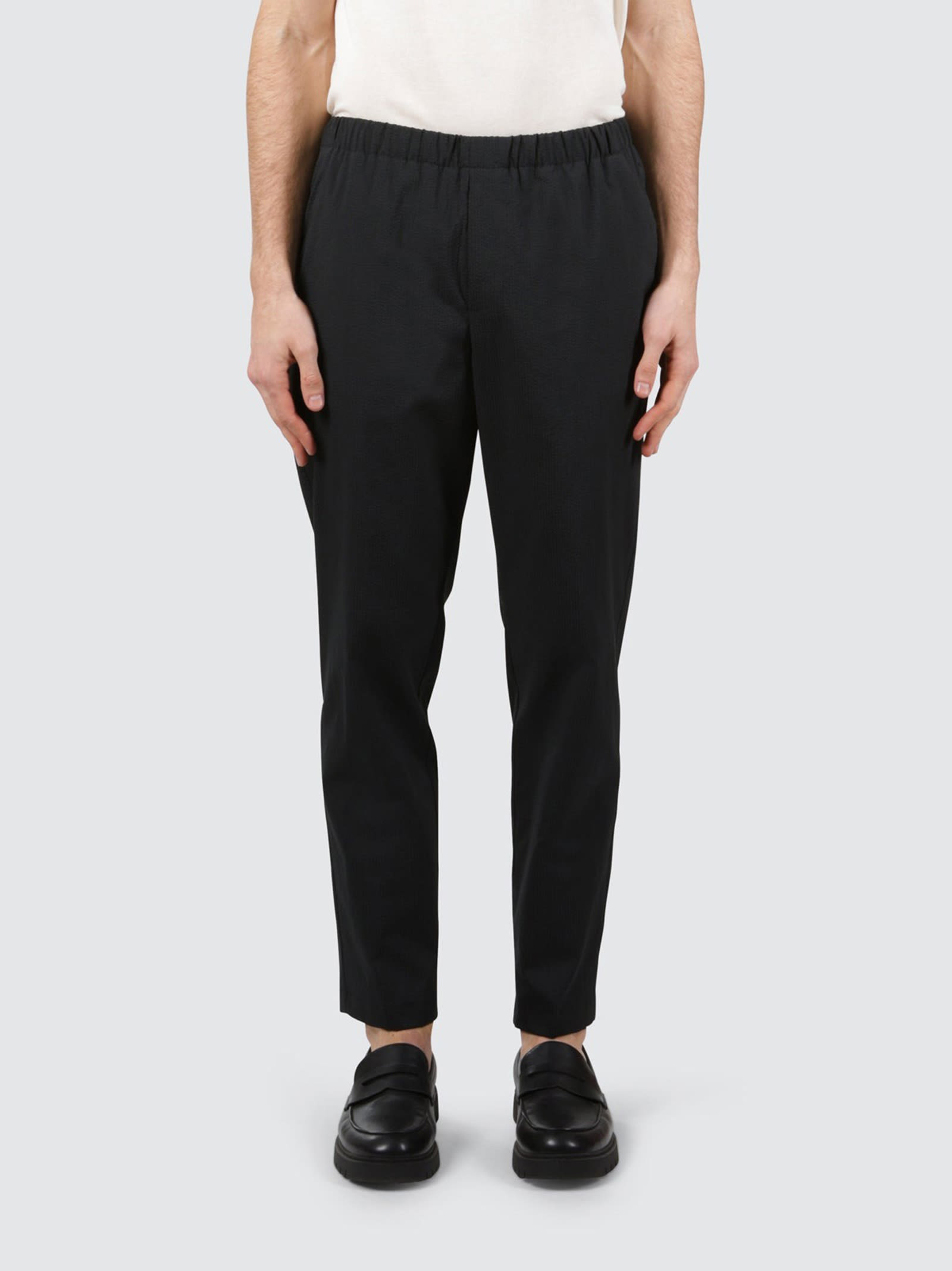 Shop Cruna Black Linen Blend Trousers In Nero