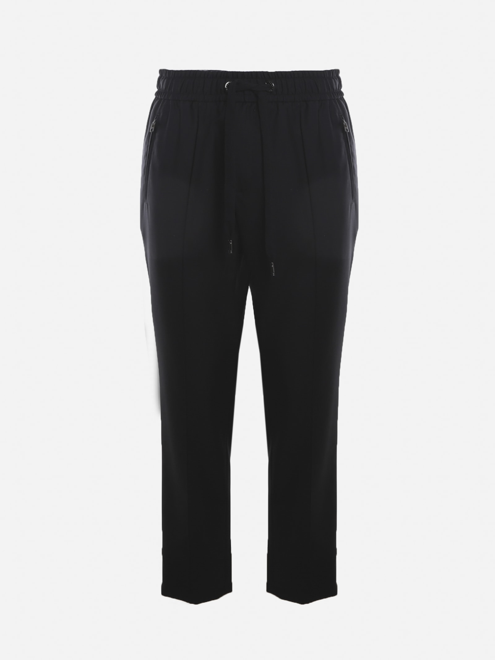 Dolce & Gabbana Wool Trousers With Logo Plate Detail