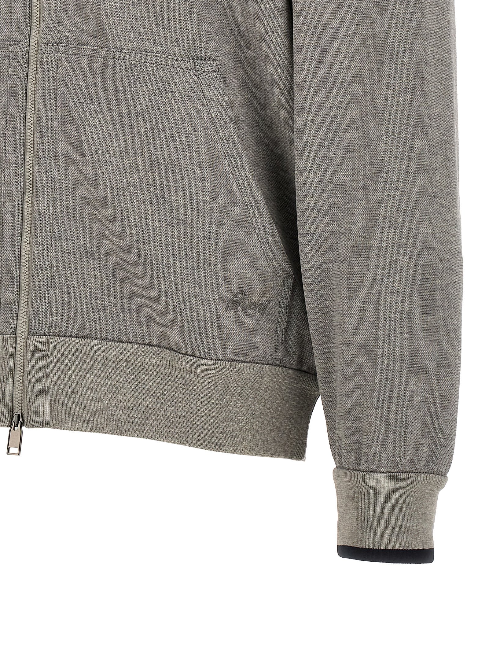 Shop Brioni Processed Cotton Sweatshirt In Gray