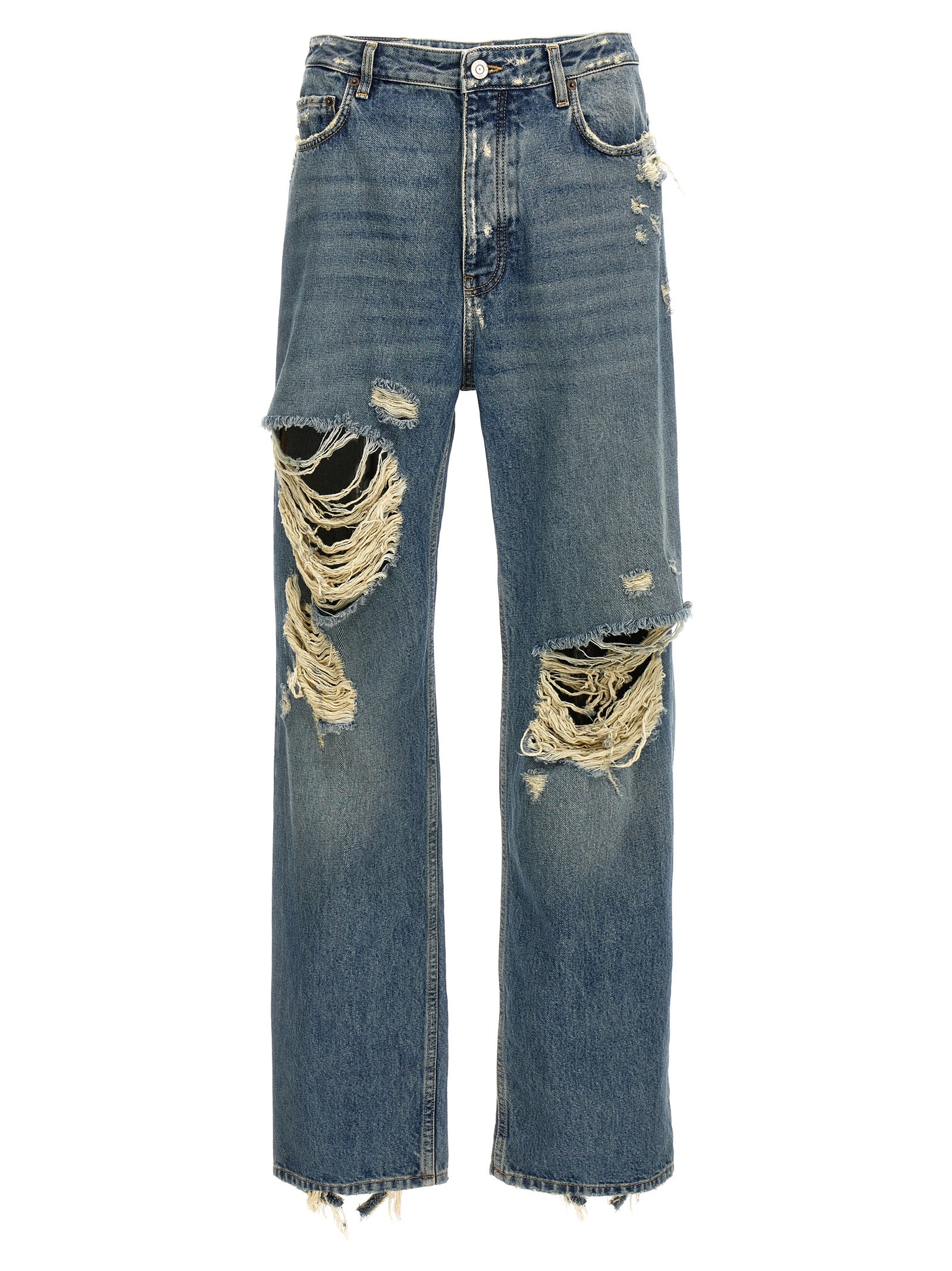 Shop Balenciaga Ripped Jeans In Blue