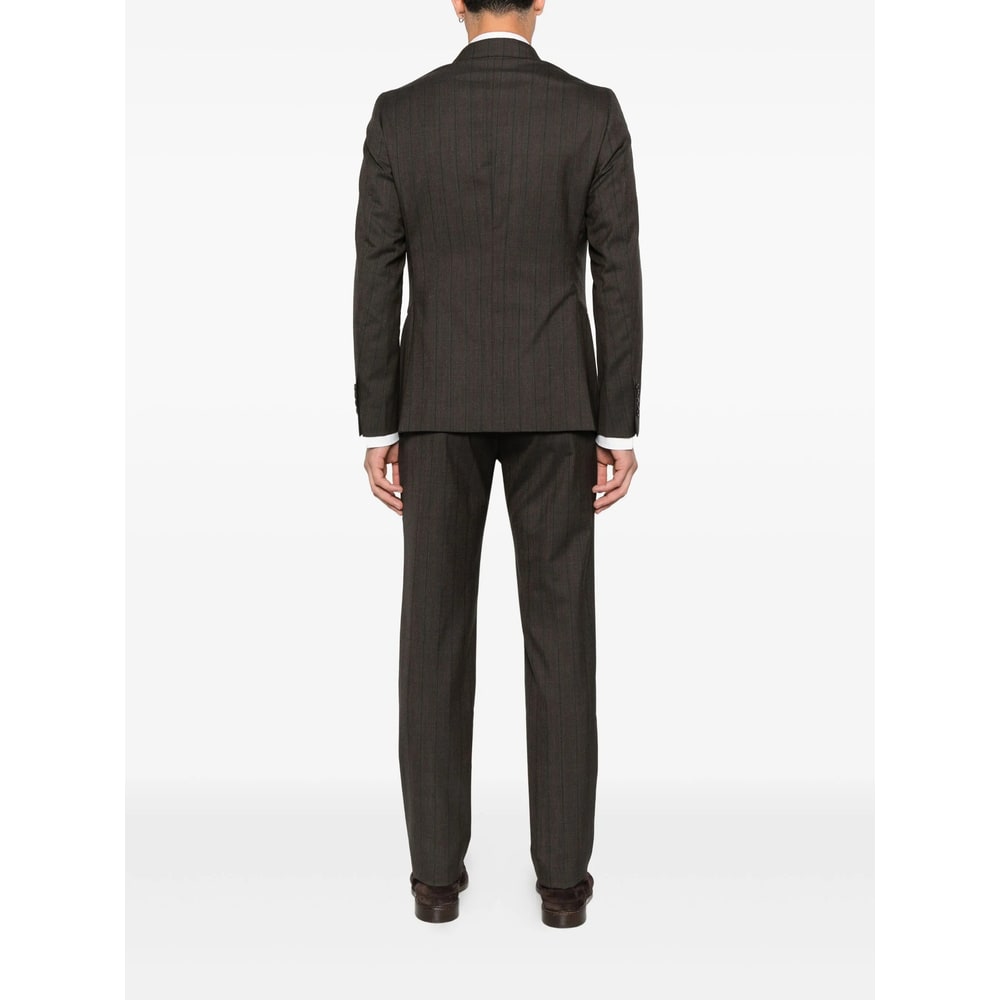 Reveres 1949 Pinstripe Double-breasted Suit In Brown