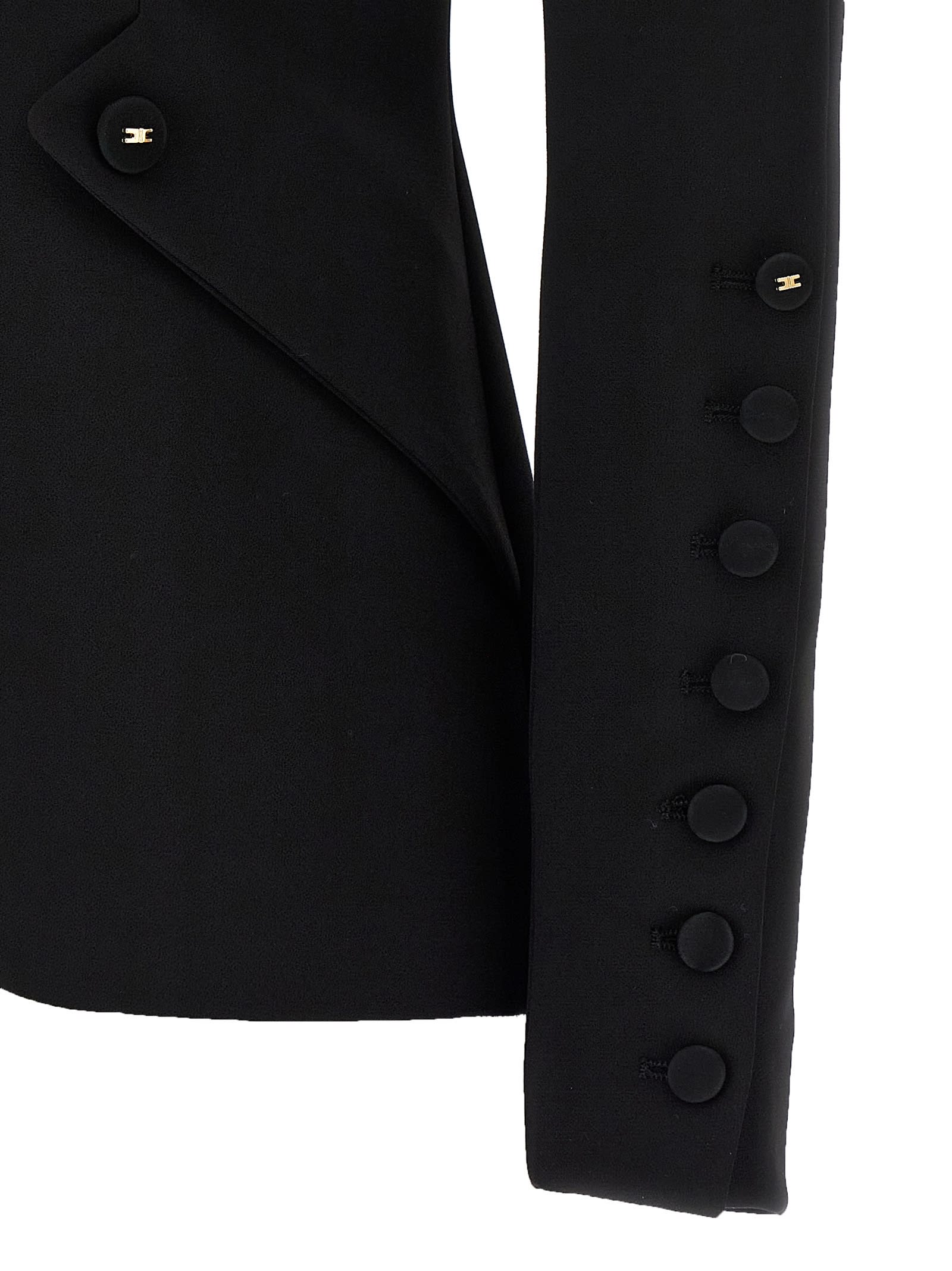 Elisabetta Franchi Tailored Blazer With Satin Lapel In Black