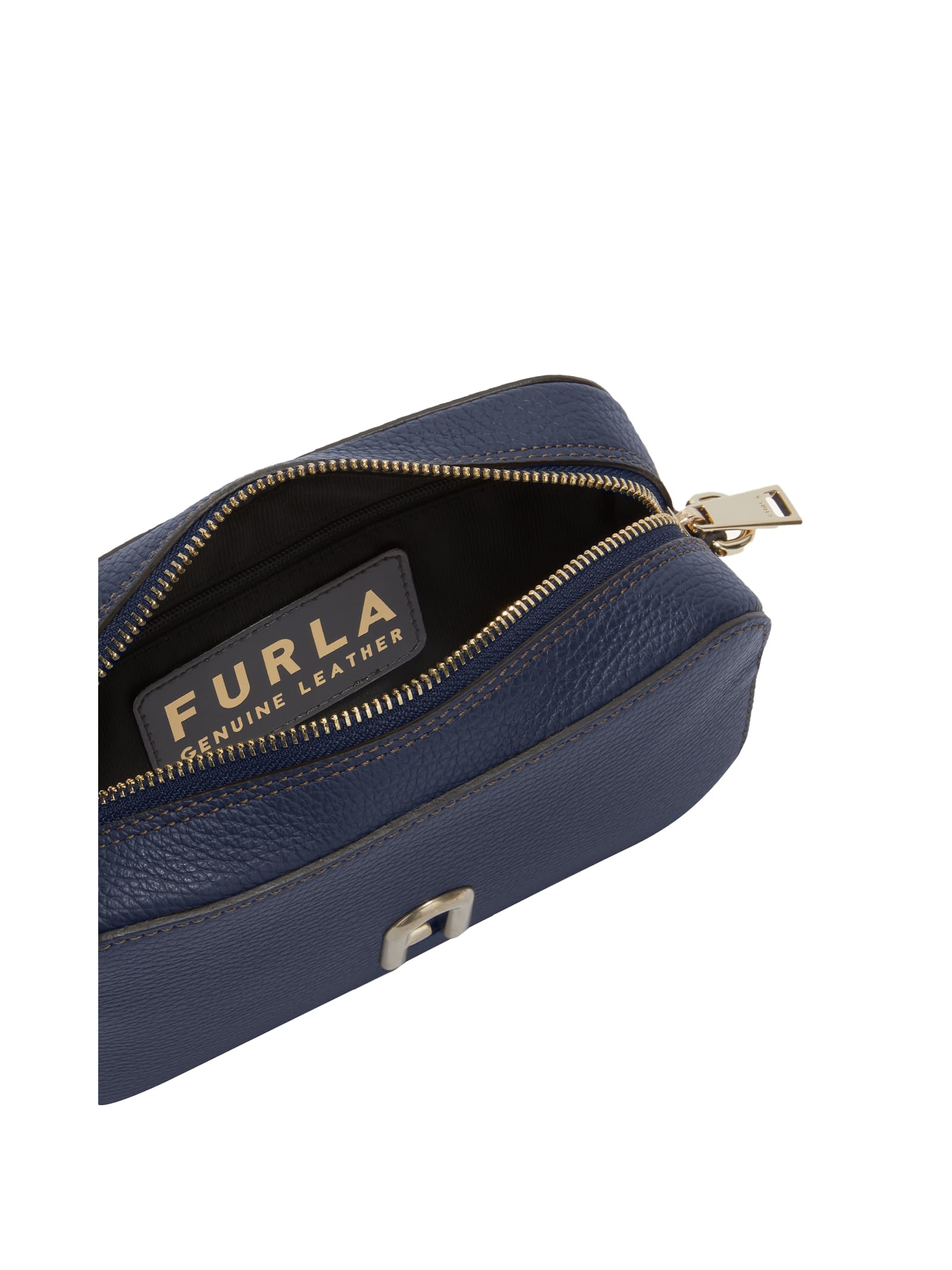 Shop Furla Primula Mini Shoulder Bag In Textured Leather In Mediterraneo