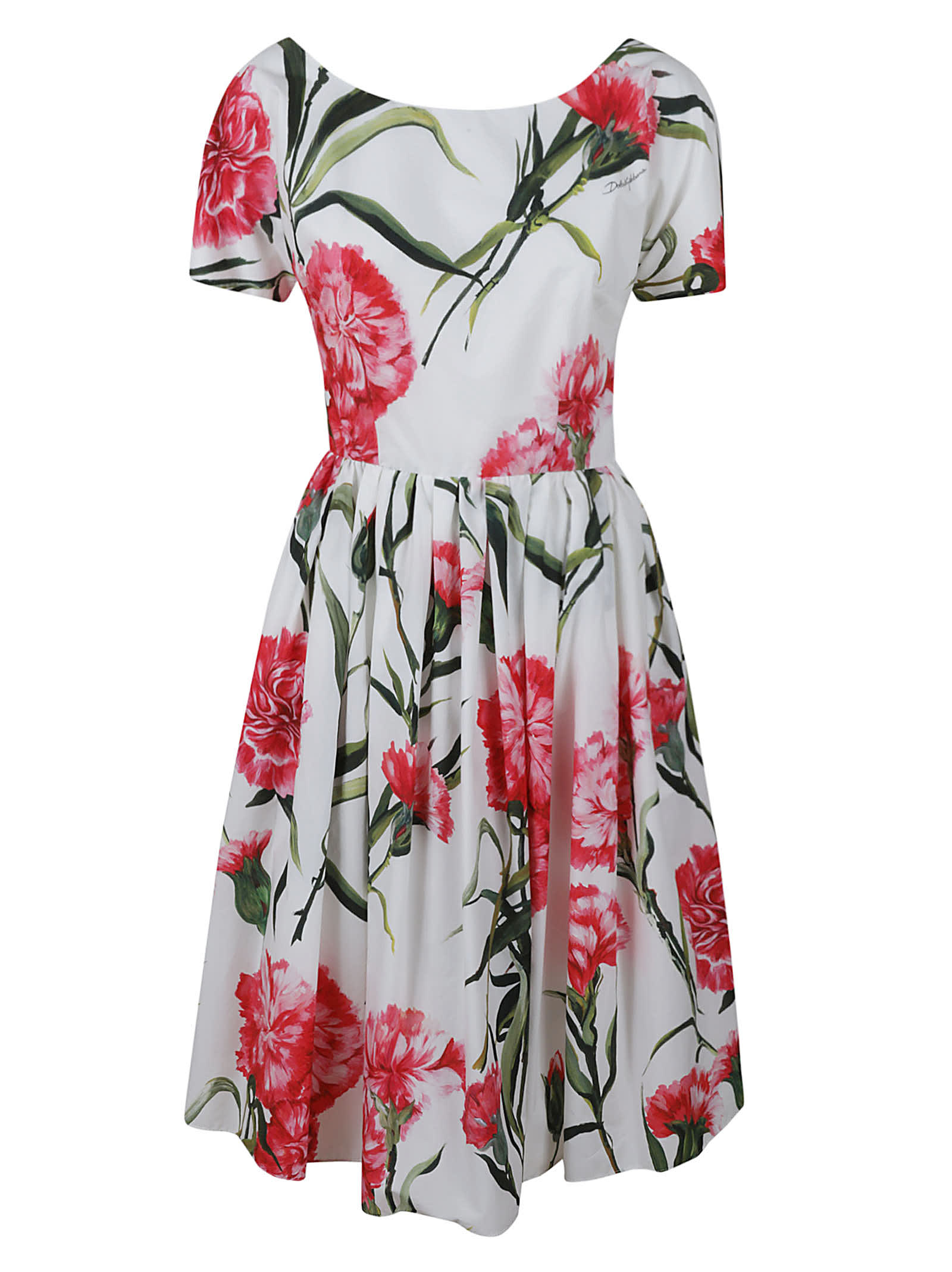 Dolce & Gabbana Floral A-line Cotton Midi Dress In Floral