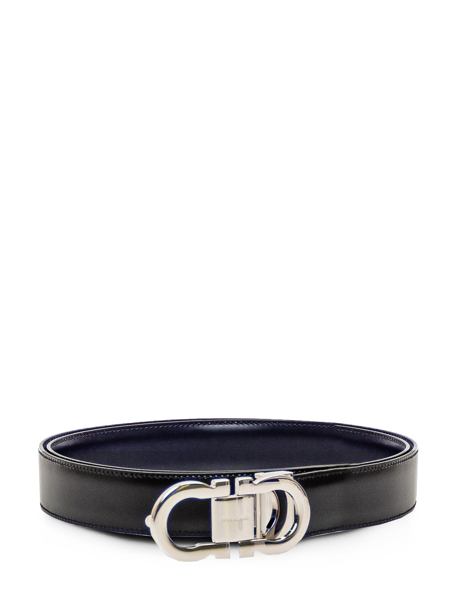 Shop Ferragamo Reversible Gancini Belt In Midnight