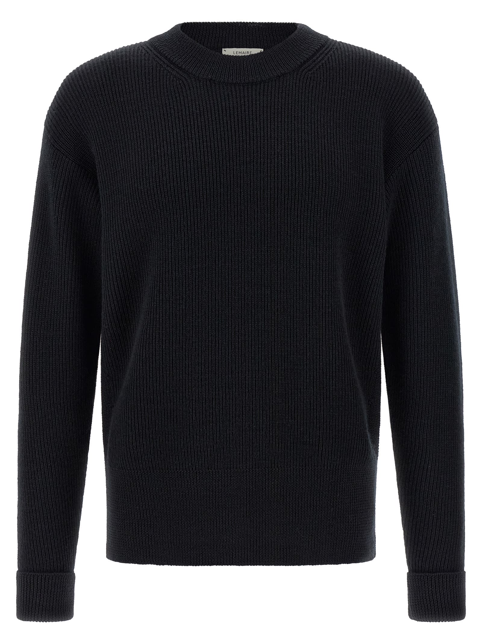 Lemaire Ribbed Wool Sweater In Black