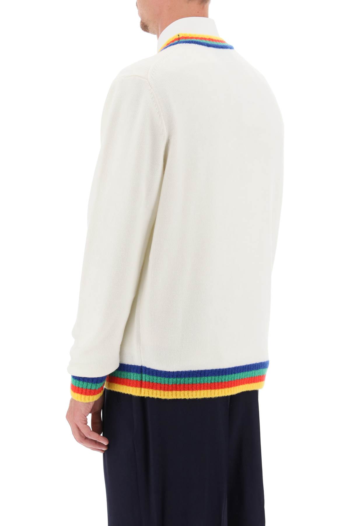 Shop Casablanca Rainbow Heart Virgin Wool Sweater In White (white)