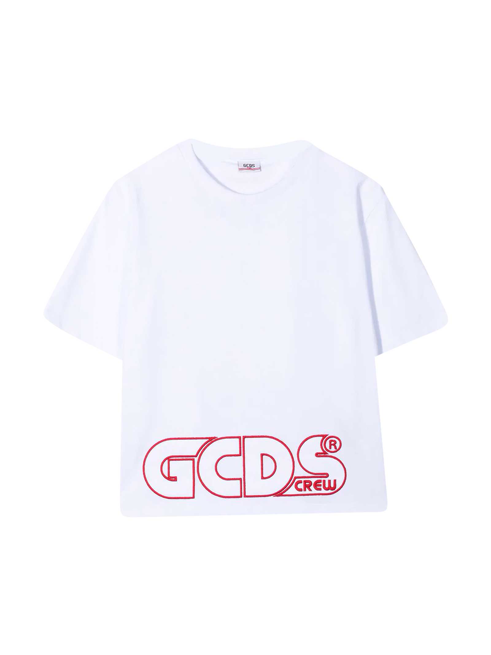 Shop Gcds Mini White T-shirt In Bianco
