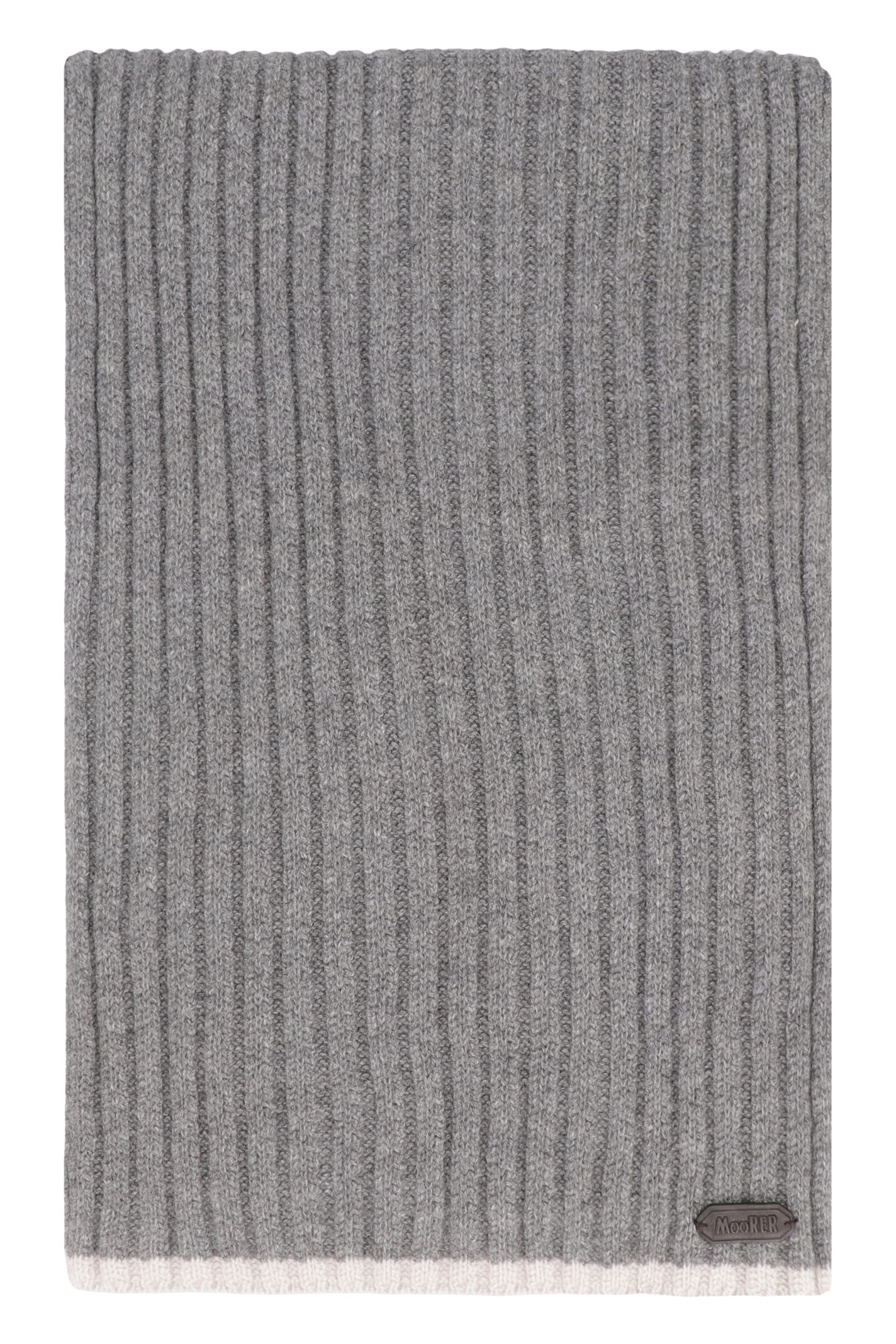 Moorer Ribbed-knit Rectangular Scarf In Gray