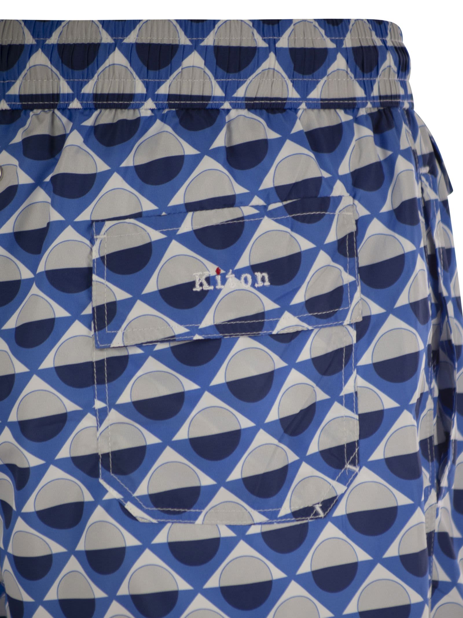 Kiton Patterned Beach Boxers In White/blue