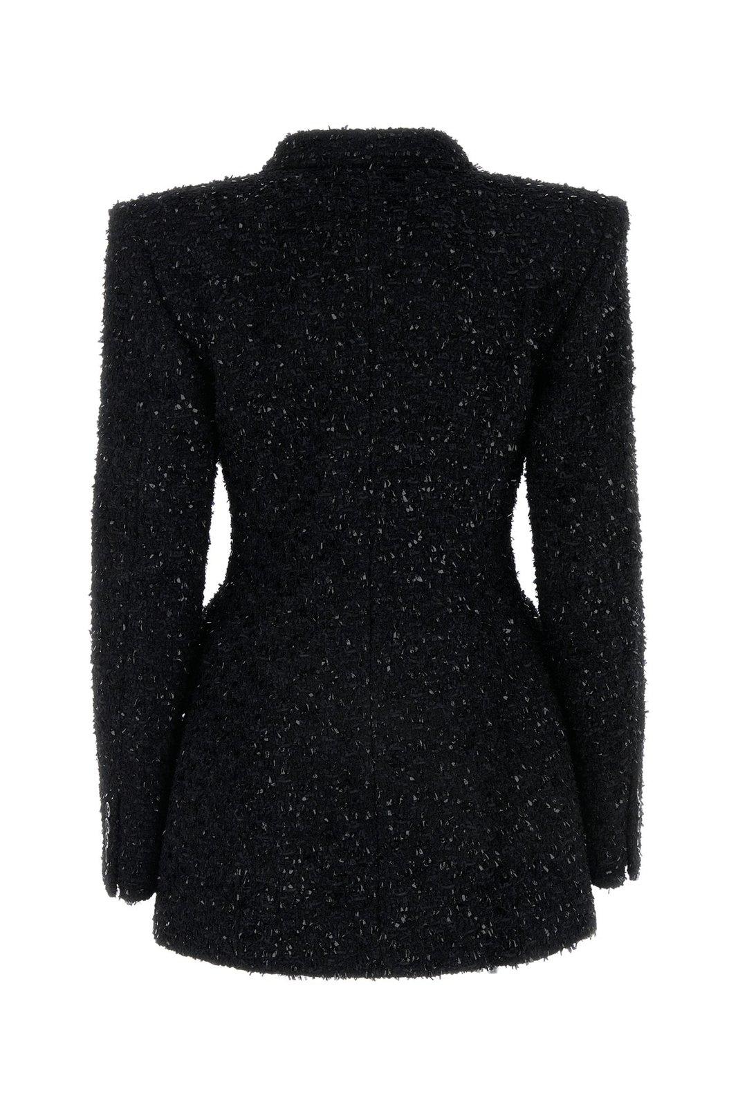 Shop Balenciaga Tweed Button-up Jacket In Black