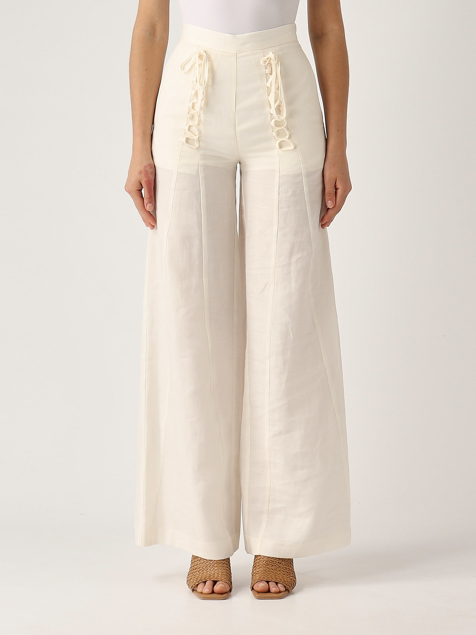 Twinset Lyocell Trousers In Neve