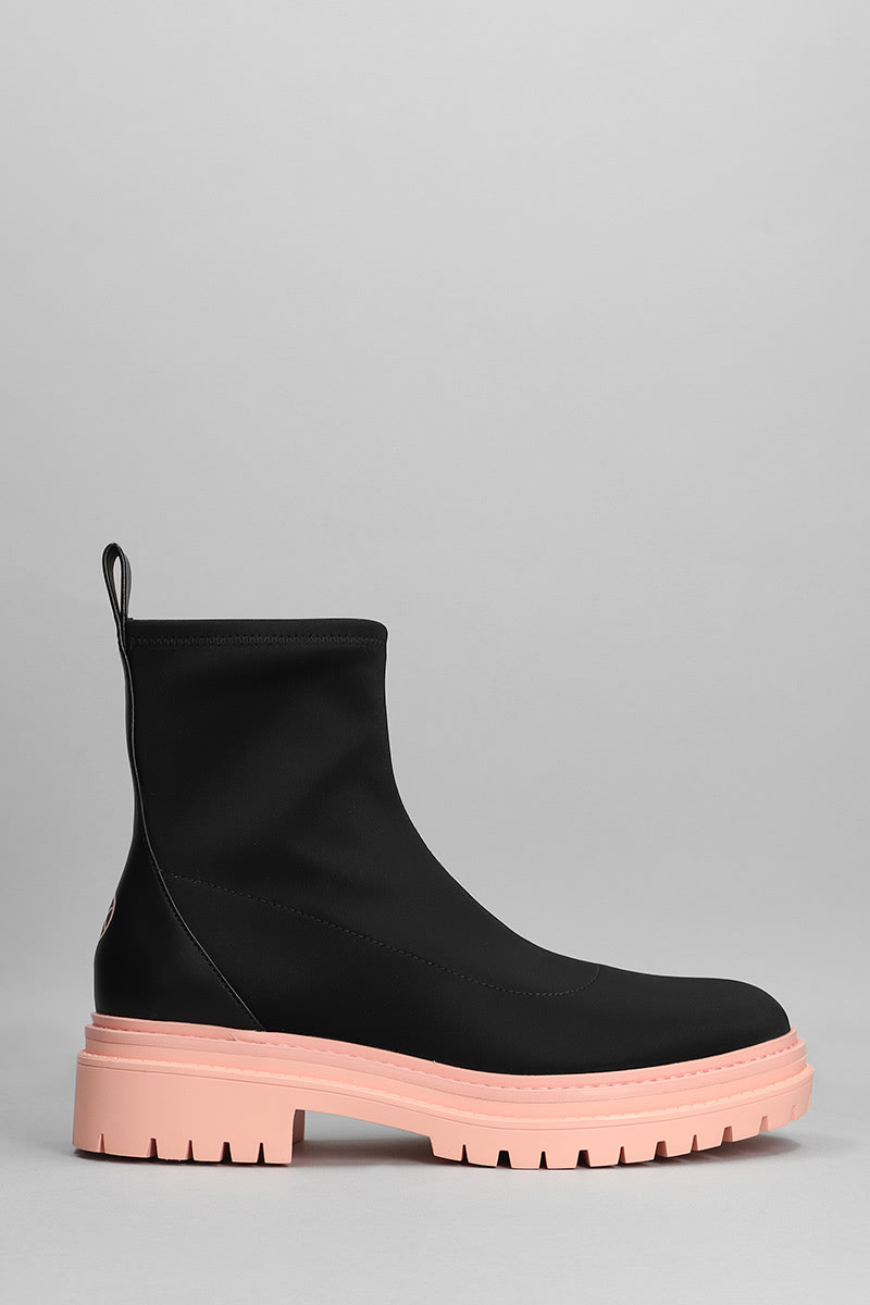 Michael Kors Comet Lug Low Heels Ankle Boots In Black Synthetic Fibers