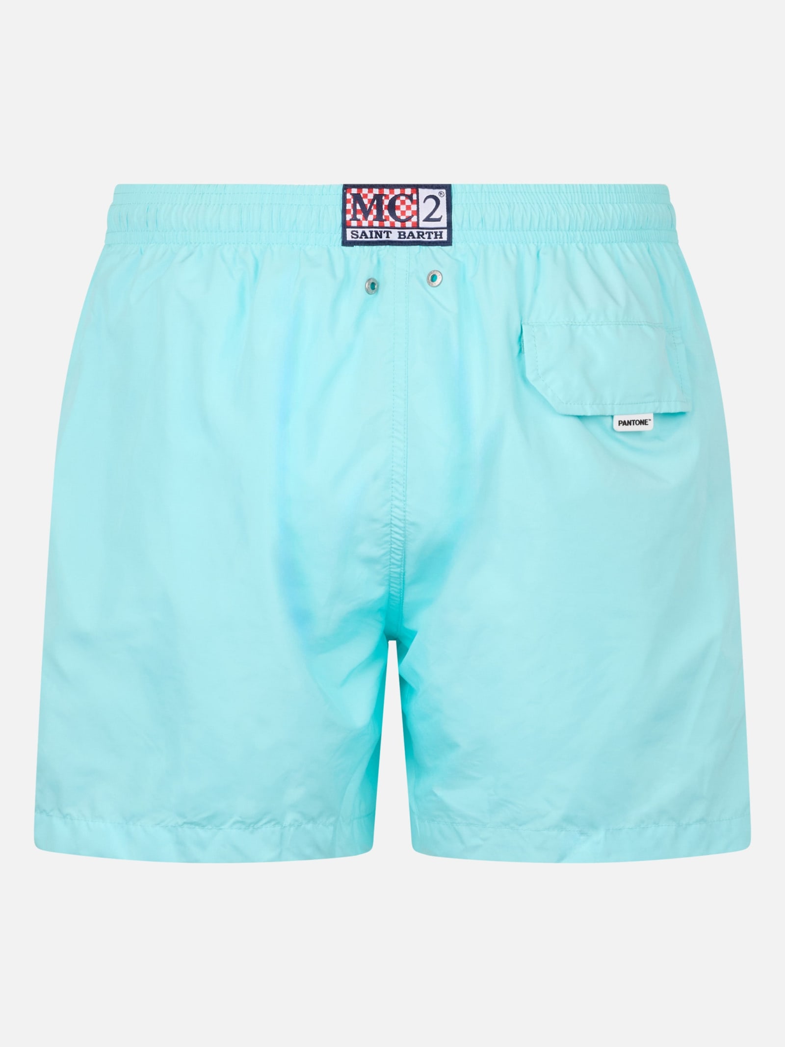 Mc2 Saint Barth Man Lightweight Fabric Water Green Swim-shorts Lighting Pantone Pantone Special Edition In Green