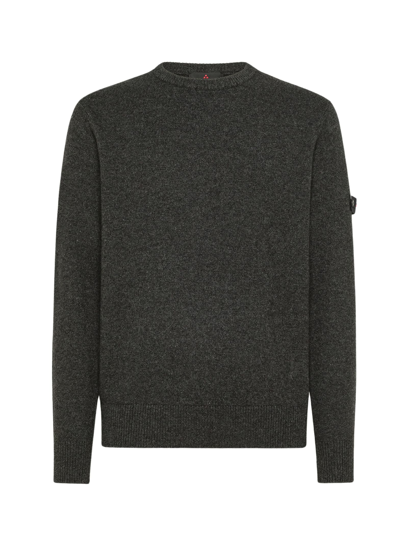 Peuterey Long-sleeved Crewneck Sweater With Logo In Gray