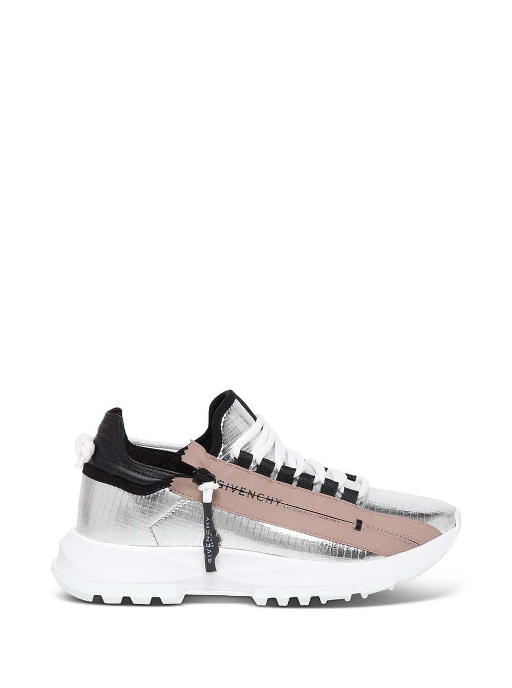 Givenchy Spectre Low Runners Sneakers In Metalized Ripstop With Zip