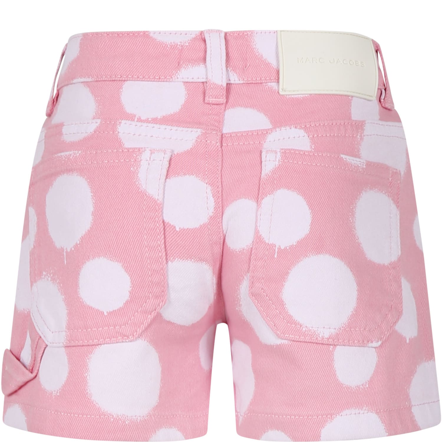 Shop Marc Jacobs Pink Shorts For Girl With All-over Polka Dots In Rosa