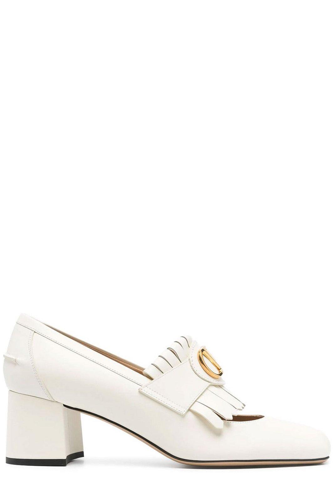 Valentino Garavani Vlogo Signature Fringe Detailed Pumps In White