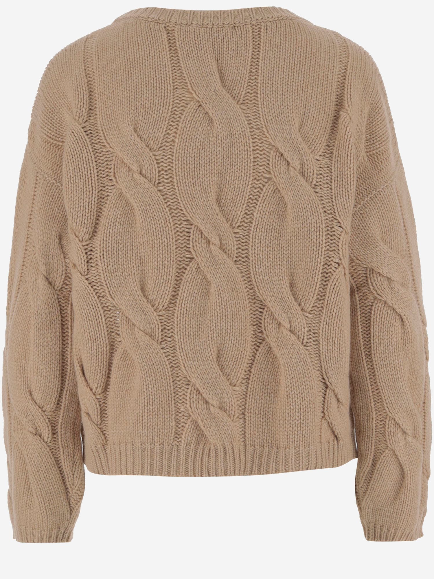 Bruno Manetti Cable-knit Crew-neck Sweater In Brown