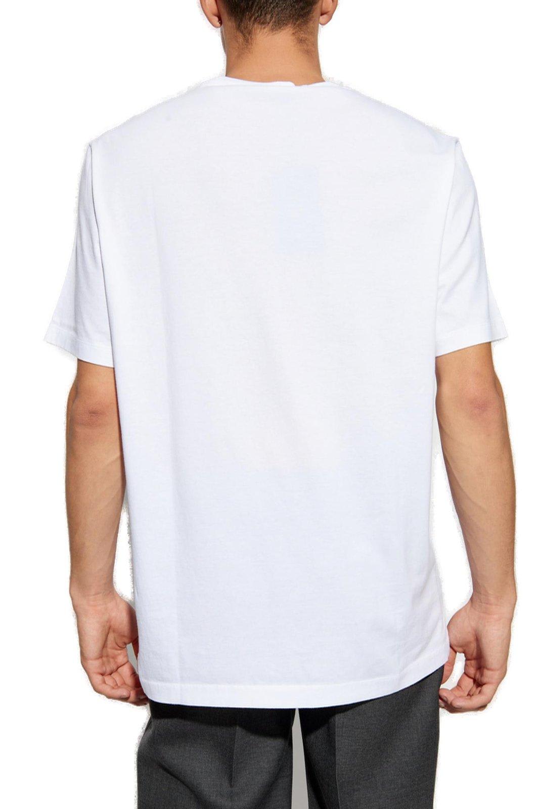 Shop Versace Logo-printed Crewneck T-shirt In White-print