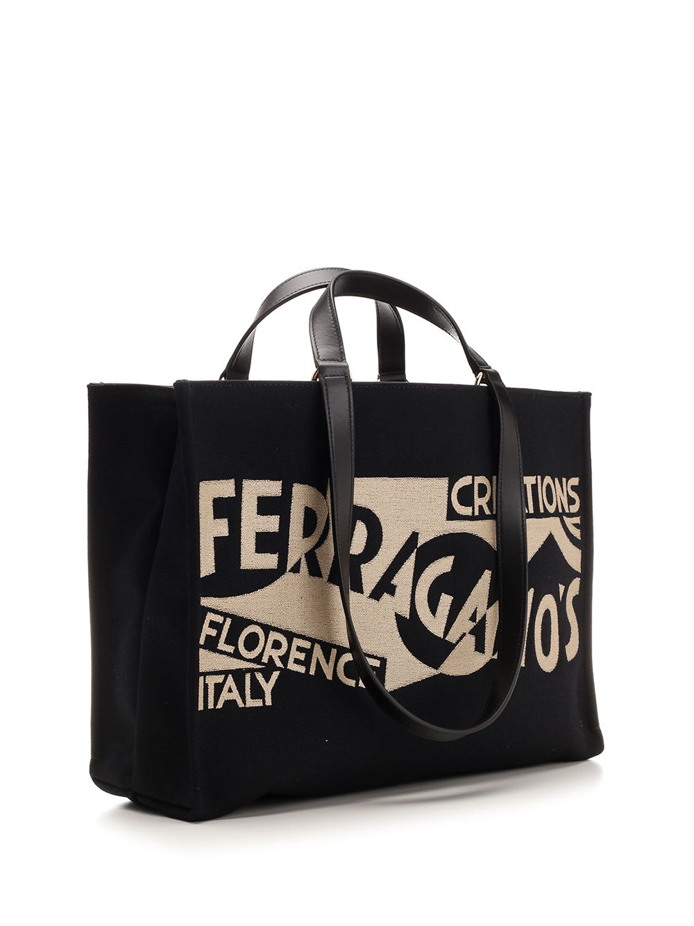 Shop Ferragamo Large Tote Bag With Logo In Black